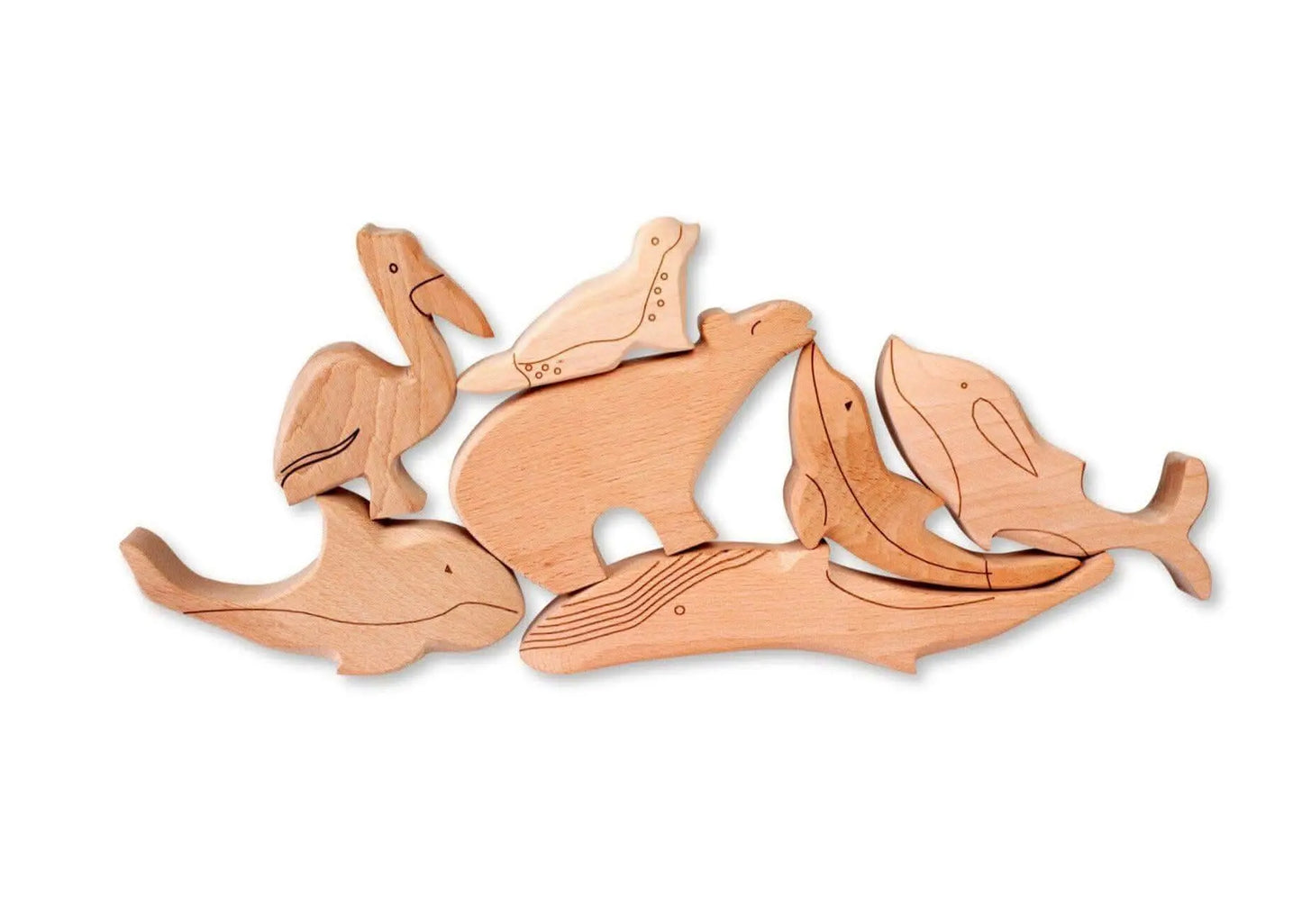 Wooden Ocean Animals Set Montessori Educational Toy Kidodido Everetts Place: Online Boutique
