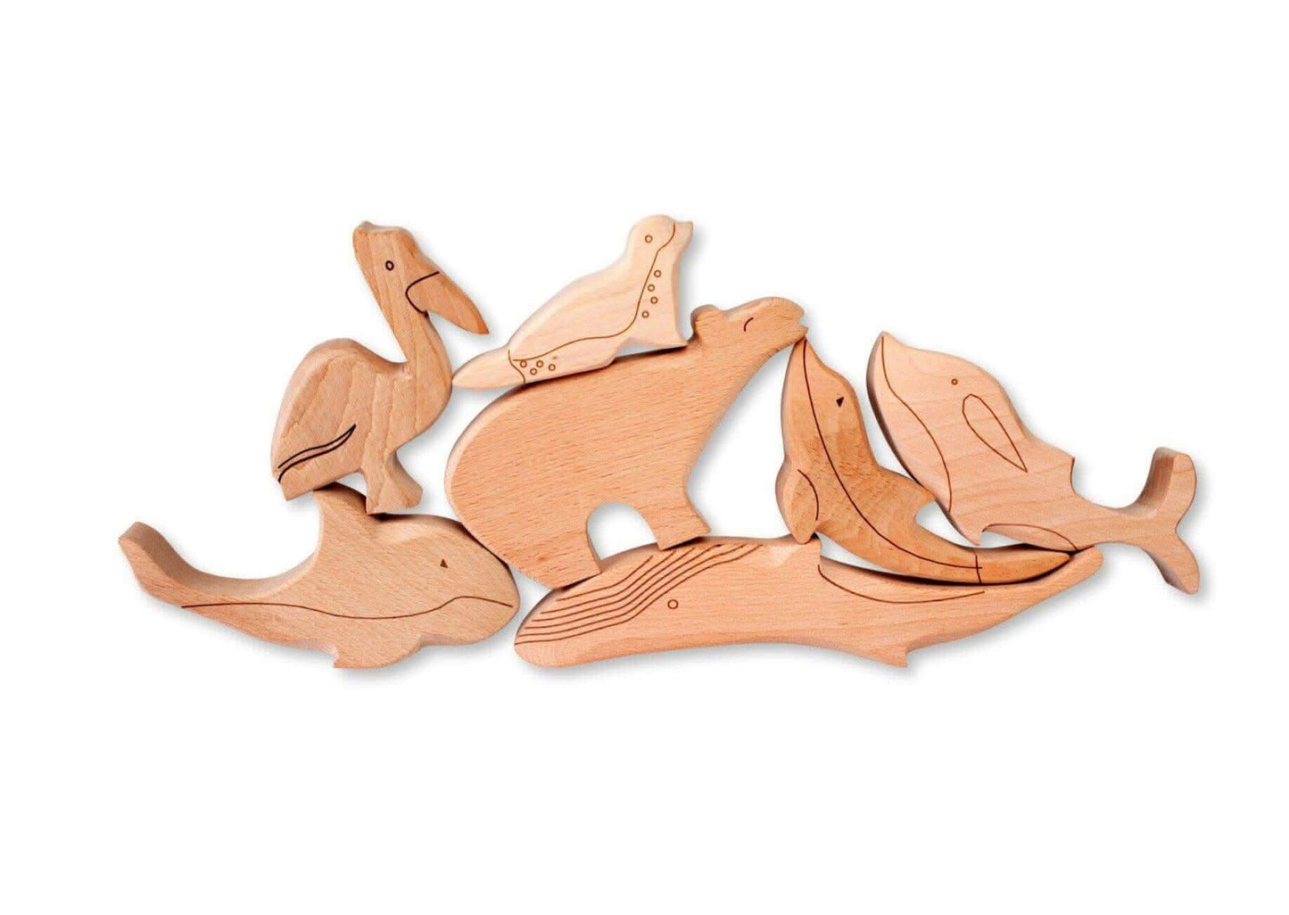 Wooden Ocean Animals Set Montessori Educational Toy Kidodido Everetts Place: Online Boutique