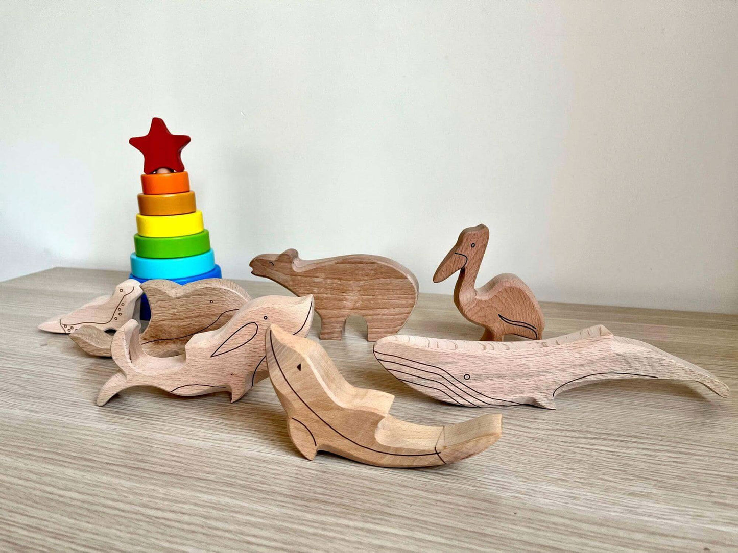 Wooden Ocean Animals Set Montessori Educational Toy Kidodido Everetts Place: Online Boutique