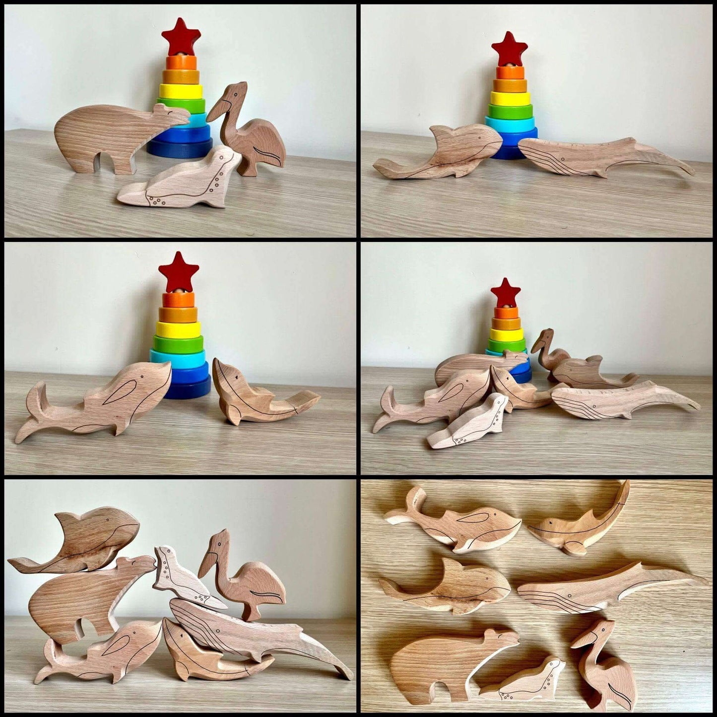 Wooden Ocean Animals Set Montessori Educational Toy Kidodido Everetts Place: Online Boutique