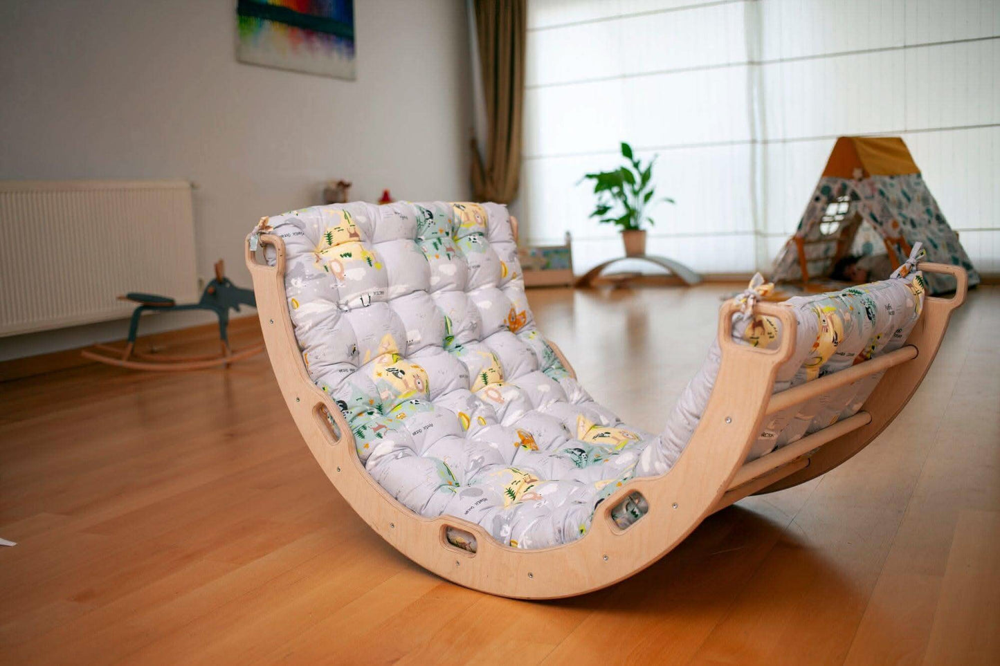 XL Climbing Arch Rocker And Map Pattern Cushion Set Kidodido Everetts Place: Online Boutique