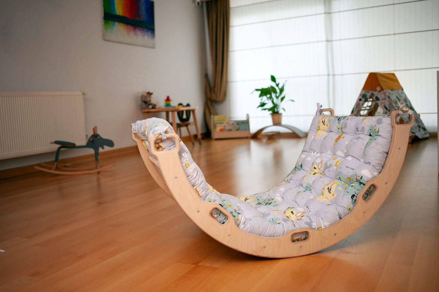 XL Climbing Arch Rocker And Map Pattern Cushion Set Kidodido Everetts Place: Online Boutique