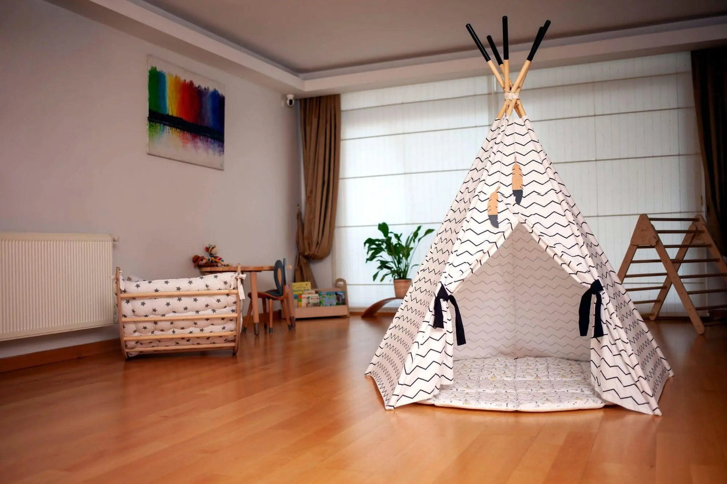 Kidodido XL Teepee Tent and Play Mat Set for Kids Linen Cotton - Toys & Games > Outdoor Play Equipment > Play Tents & Tunnels Play Tents and Play Mats