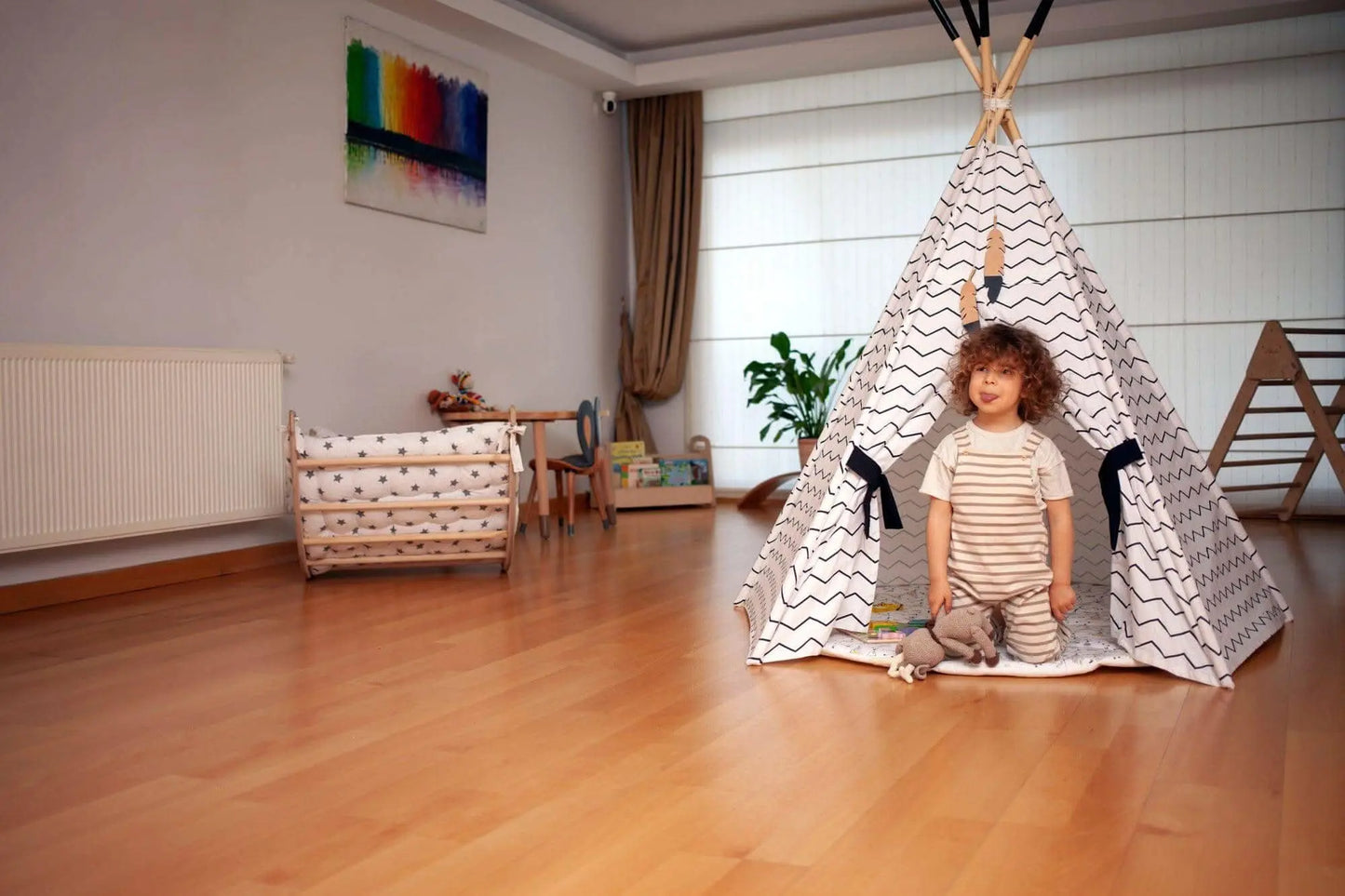 Kidodido XL Teepee Tent and Play Mat Set for Kids Linen Cotton - Toys & Games > Outdoor Play Equipment > Play Tents & Tunnels Play Tents and Play Mats