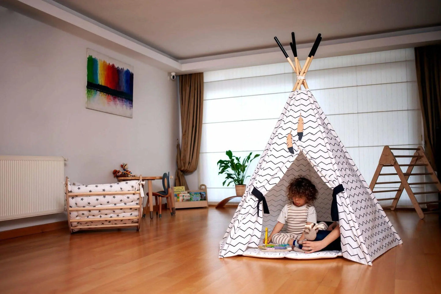 Kidodido XL Teepee Tent and Play Mat Set for Kids Linen Cotton - Toys & Games > Outdoor Play Equipment > Play Tents & Tunnels Play Tents and Play Mats