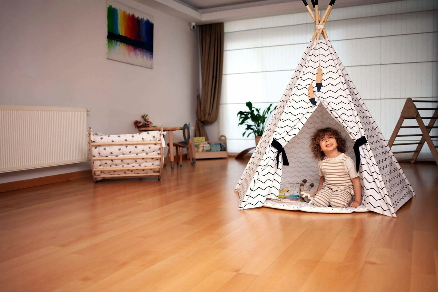 Kidodido XL Teepee Tent and Play Mat Set for Kids Linen Cotton - Toys & Games > Outdoor Play Equipment > Play Tents & Tunnels Play Tents and Play Mats