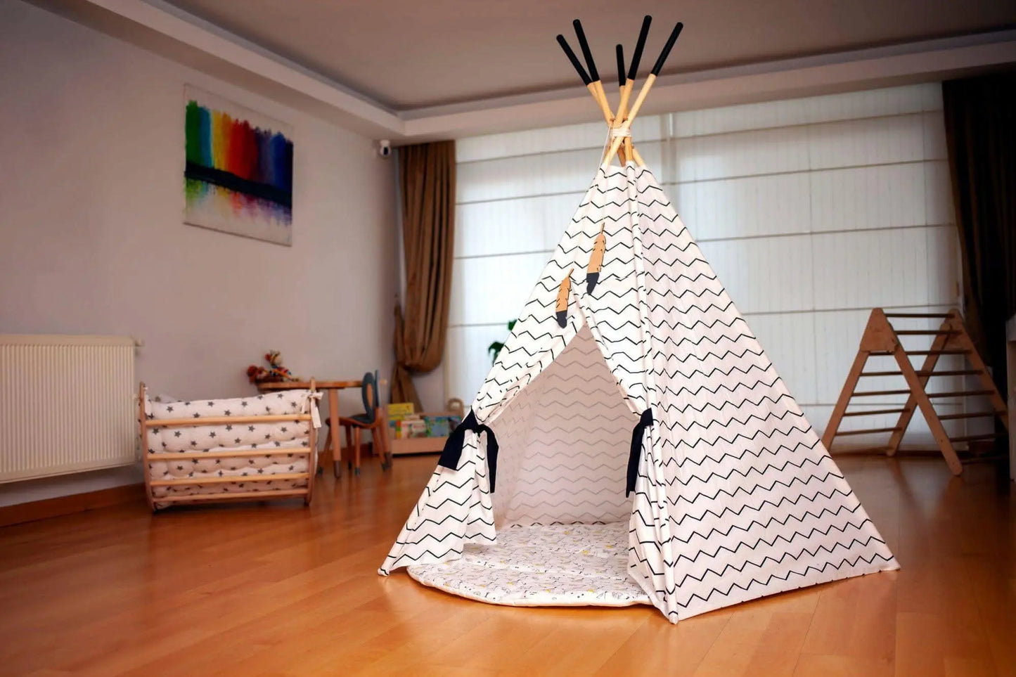 Kidodido XL Teepee Tent and Play Mat Set for Kids Linen Cotton - Toys & Games > Outdoor Play Equipment > Play Tents & Tunnels Play Tents and Play Mats