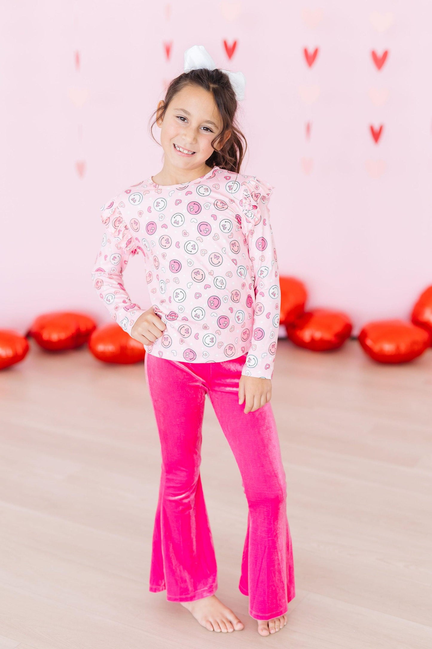 Mila & Rose ® You Make Me Happy Long Sleeve Ruffle Tee Mila Rose Girls - Apparel & Accessories > Clothing > Clothing Tops Ruffle Tee L/S