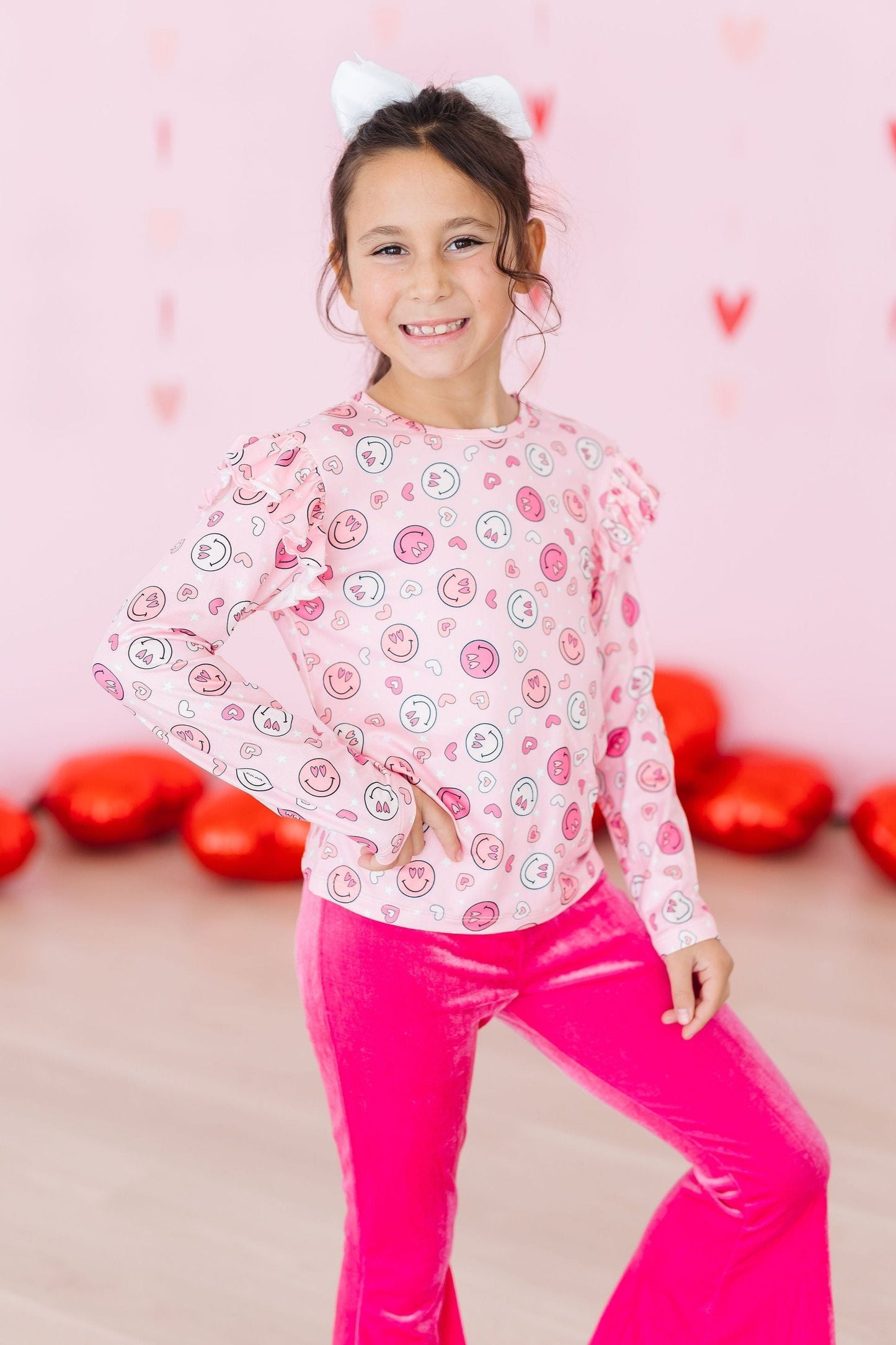 Mila & Rose ® You Make Me Happy Long Sleeve Ruffle Tee Mila Rose Girls - Apparel & Accessories > Clothing > Clothing Tops Ruffle Tee L/S