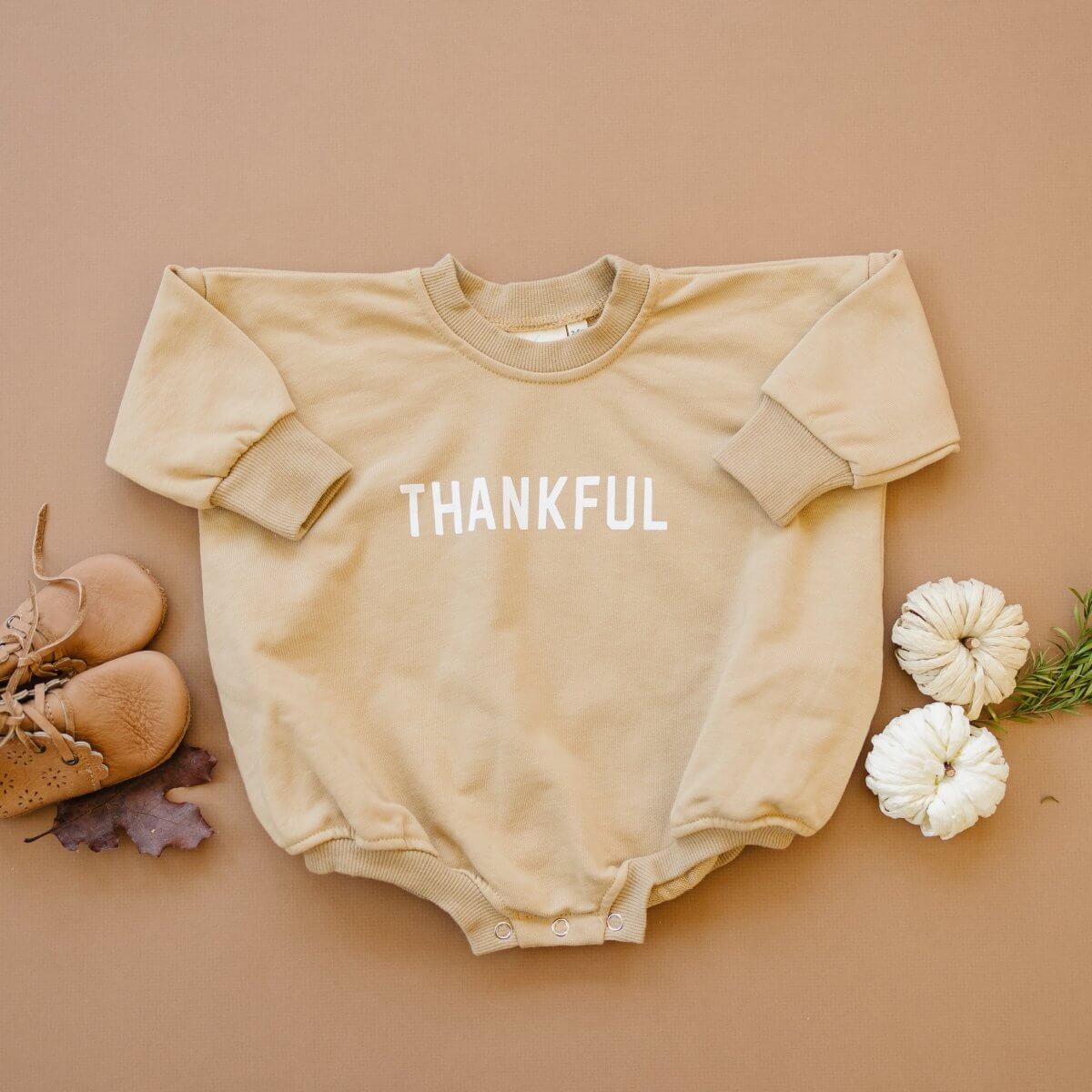Little Joy Co. Thankful Sweatshirt Romper - more colors - Everetts Place Boutique -