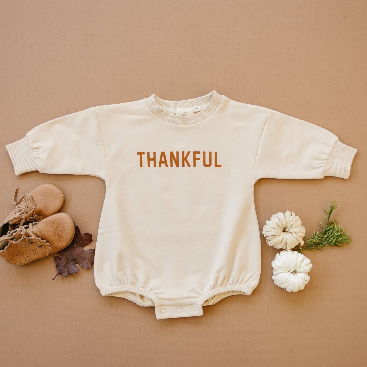 Little Joy Co. Thankful Organic Cotton Sweatshirt Romper - Everetts Place Boutique -