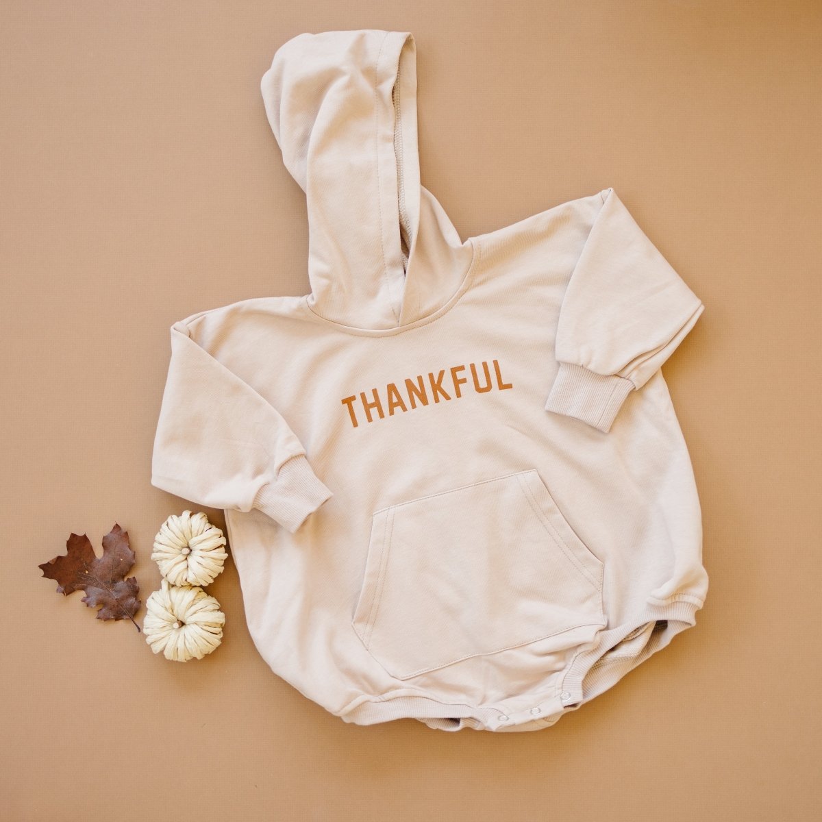Little Joy Co. Thankful Hooded Sweatshirt Romper - Mauve - Everetts Place Boutique -