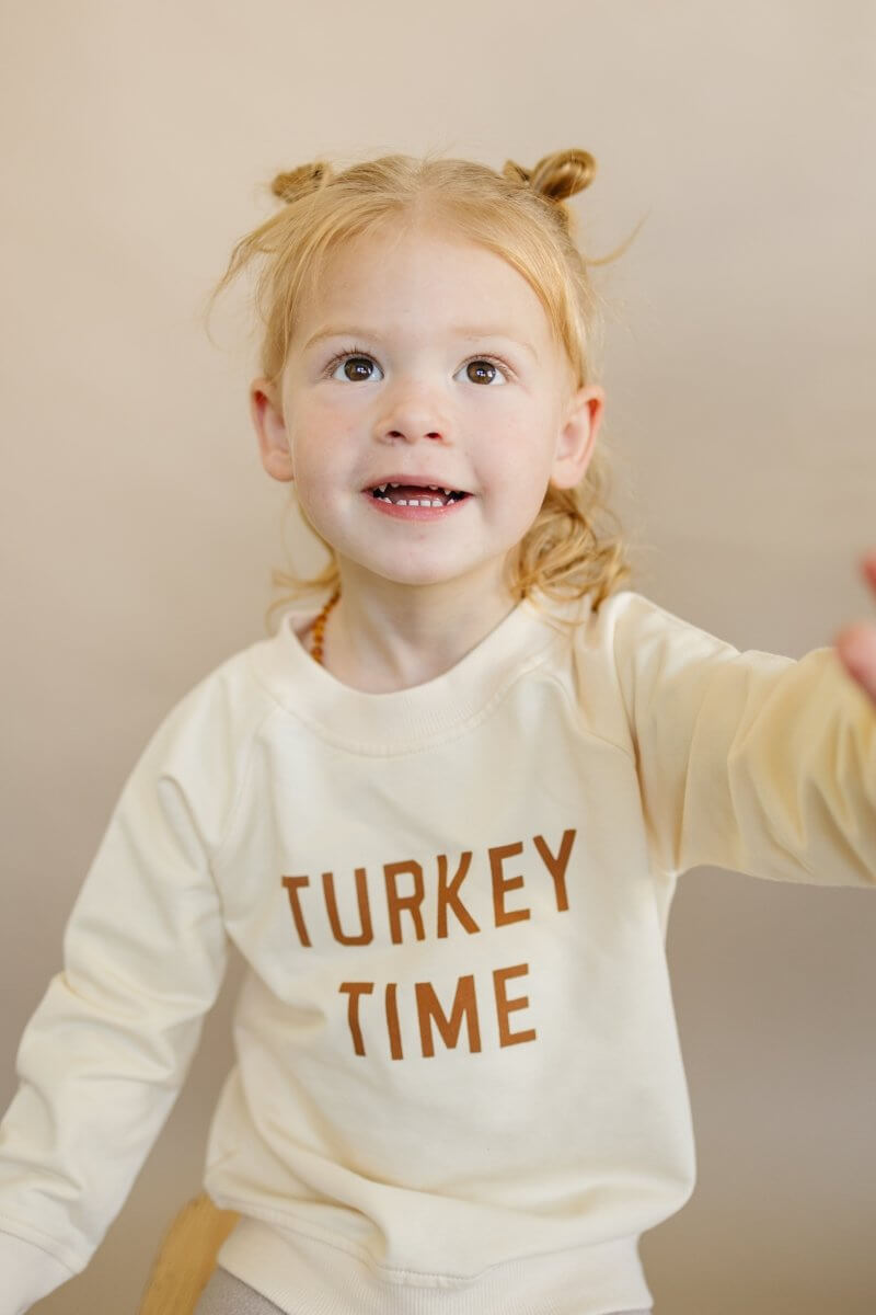 Little Joy Co. Organic Cotton Turkey Time Crewneck Sweatshirt - Fall Fashion - Everetts Place Boutique -