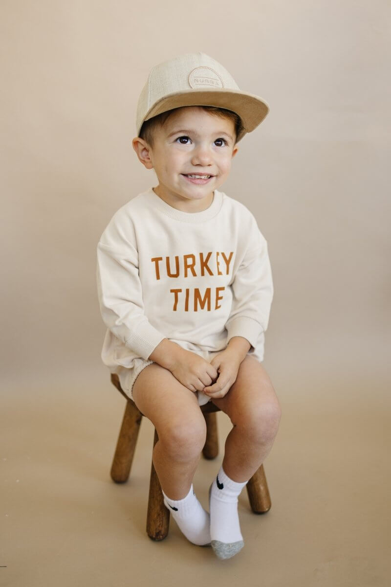 Little Joy Co. Turkey Time Organic Cotton Sweatshirt Romper - Everetts Place Boutique -