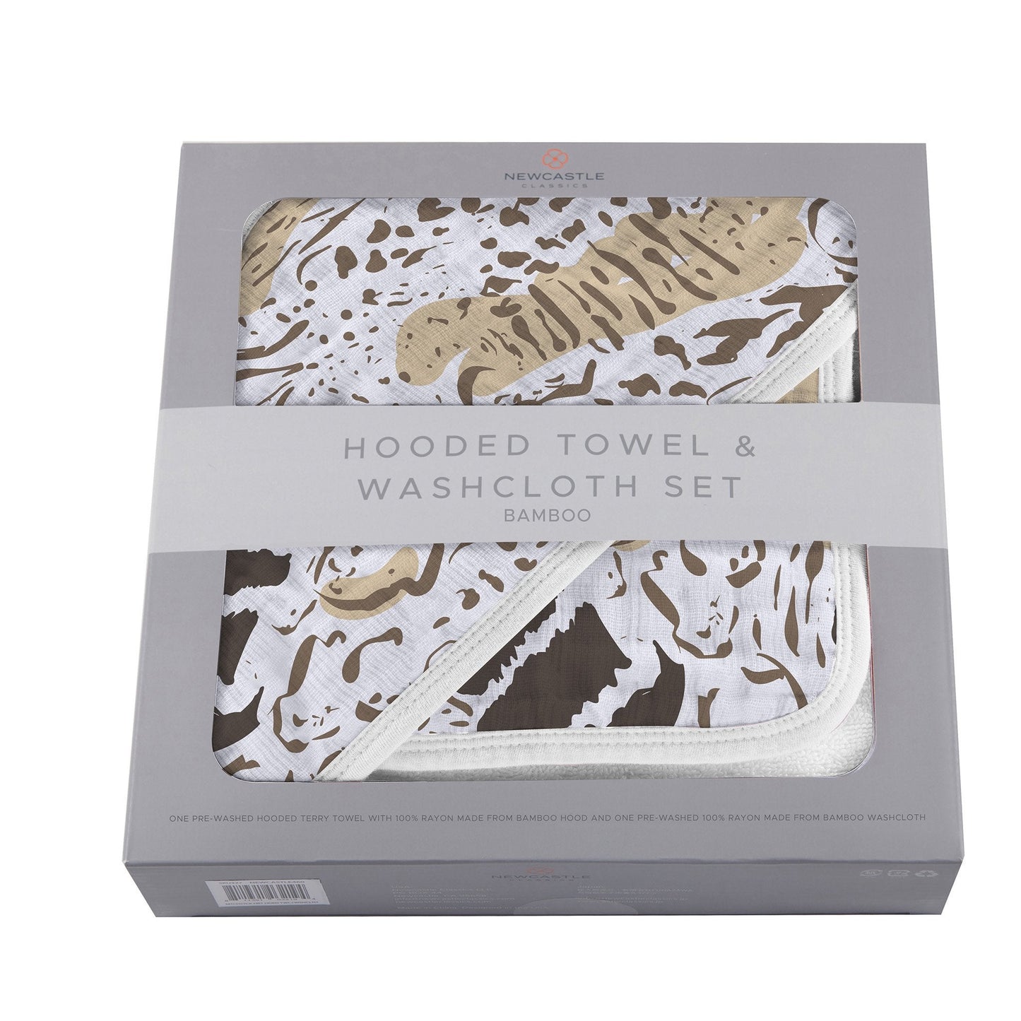 Animal Print Bamboo Hooded Towel and Washcloth Set for Kids Newcastle Classics