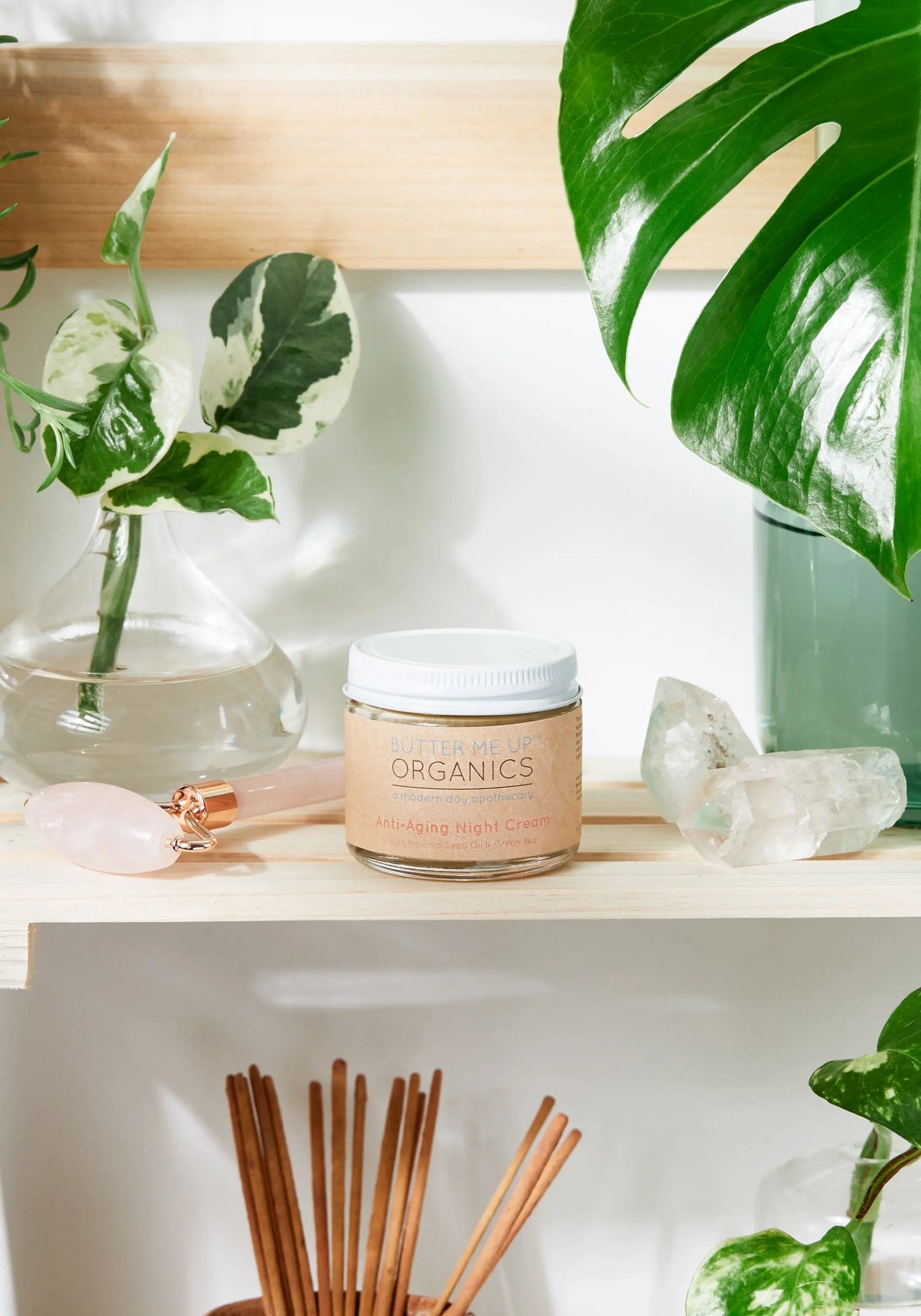 Anti Aging Night Cream Face Moisturizer with Organic Green Tea Extract Butter Me Up Organics