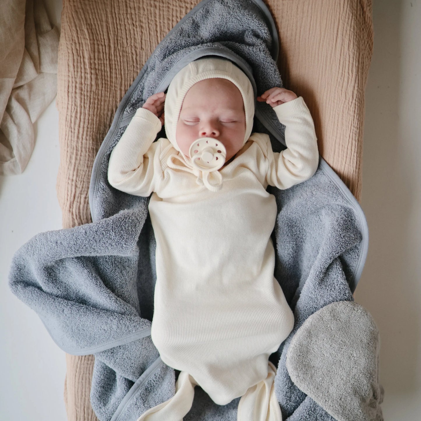 Organic Cotton Baby Hooded Towel Soft and Absorbent for Cozy Cuddles Mushie