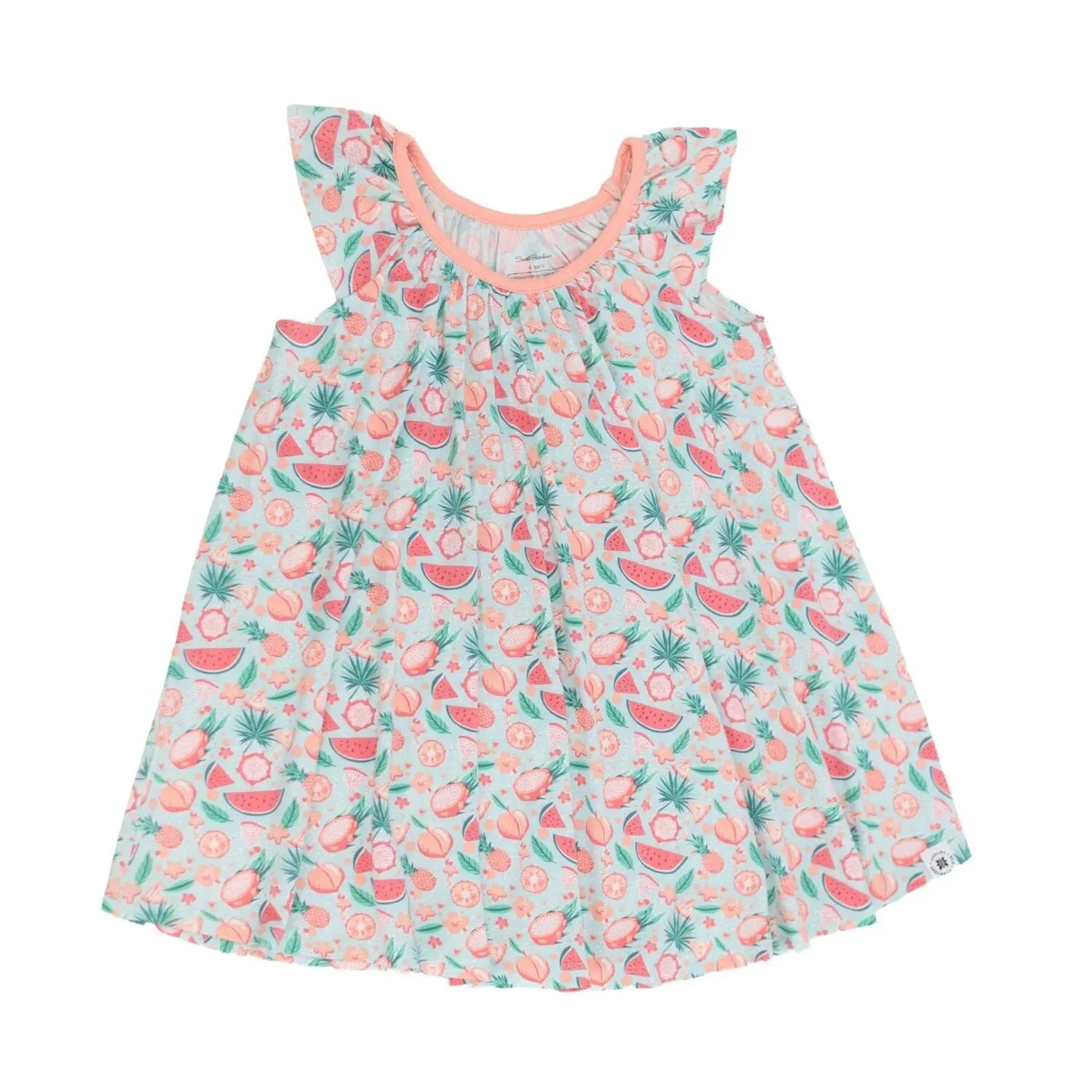 Baby Doll Dress for Girls Comfortable Lightweight Scoop Neck Flutter Sleeves Above Knee Length Playtime Outfit Sweet Bamboo
