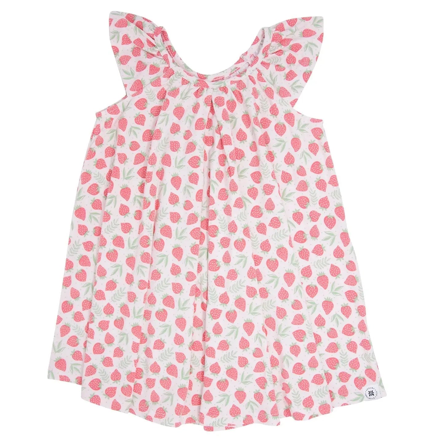 Baby Doll Dress for Girls with Scoop Neck and Flutter Sleeves in Lightweight Fabric Sweet Bamboo