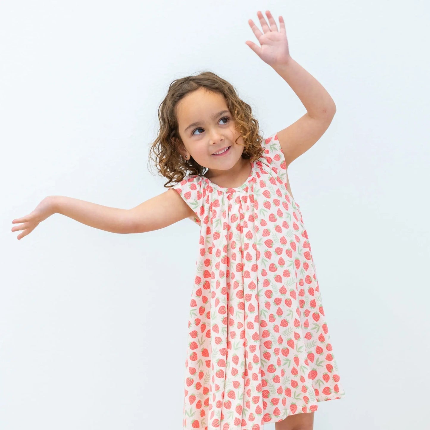 Baby Doll Dress for Girls with Scoop Neck and Flutter Sleeves in Lightweight Fabric Sweet Bamboo