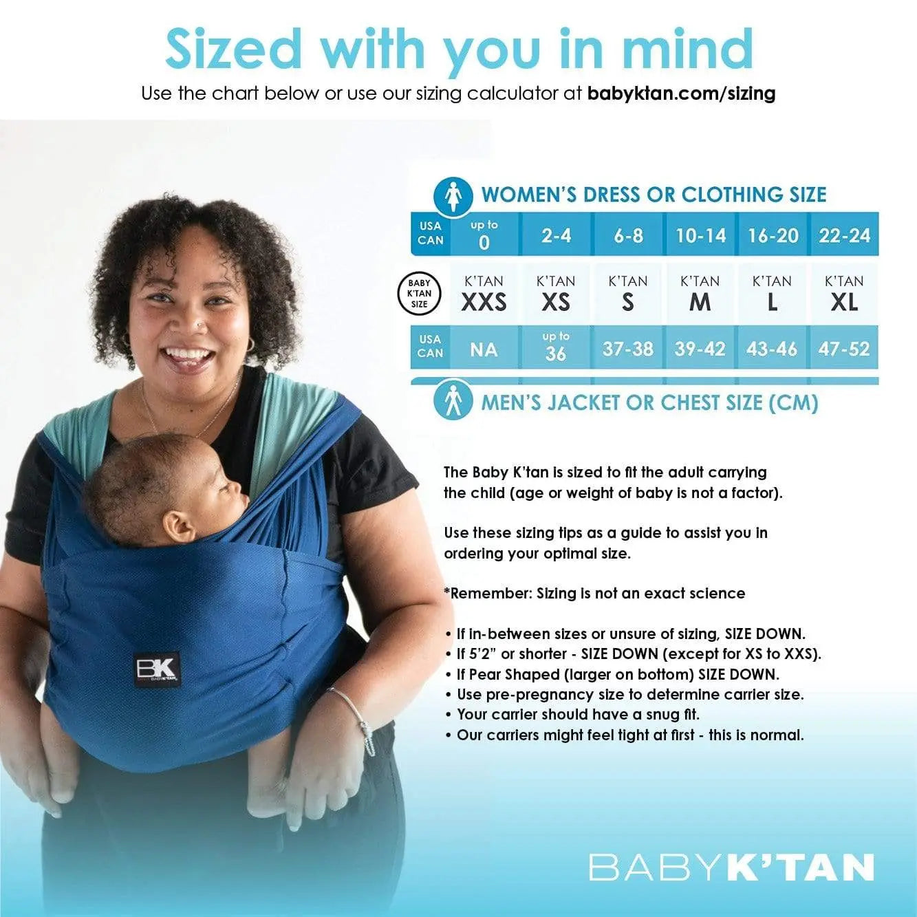Baby K'tan Active Oasis Baby Carrier Blue Turquoise Baby K'tan