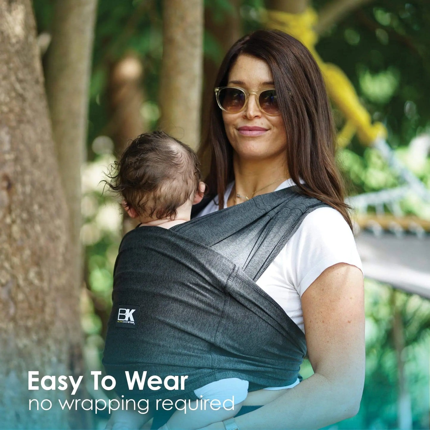 Baby K'tan Active Yoga Baby Carrier Heather Black Lightweight Breathable Carrier Baby K'tan