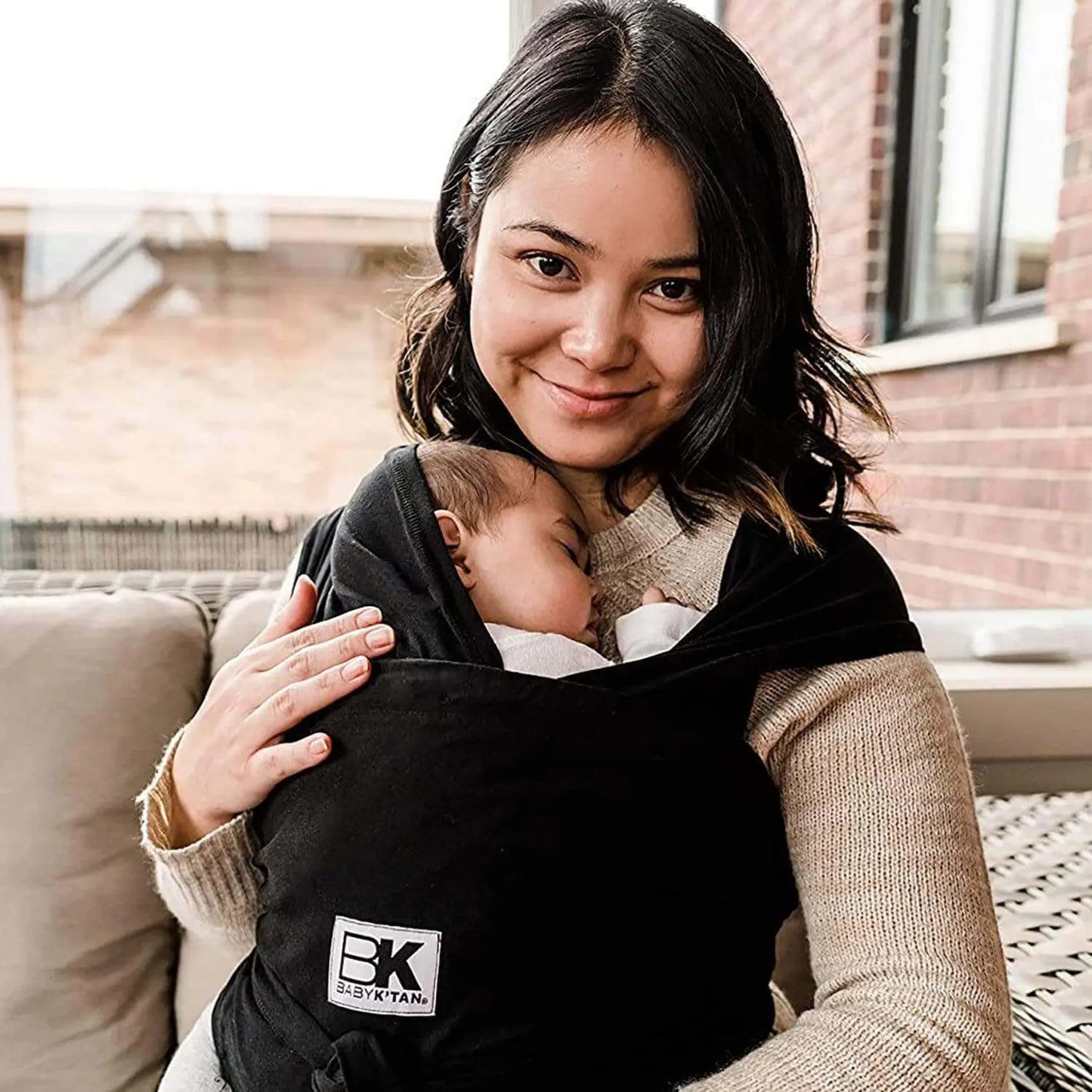 Baby K'tan Original Baby Carrier Black Wrap Style Cotton Hands Free Baby K'tan