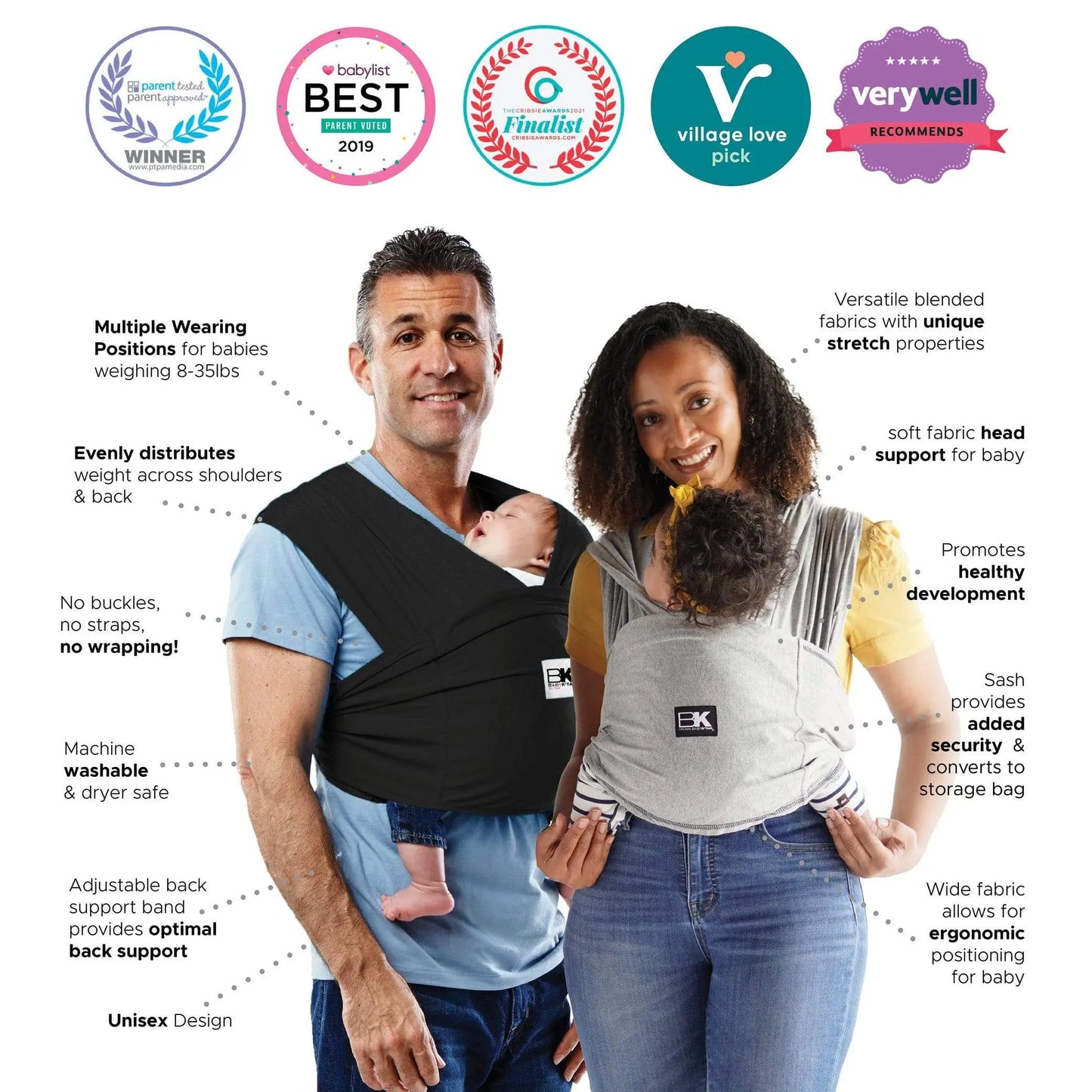 Baby K'tan Original Baby Carrier Heather Grey Baby K'tan
