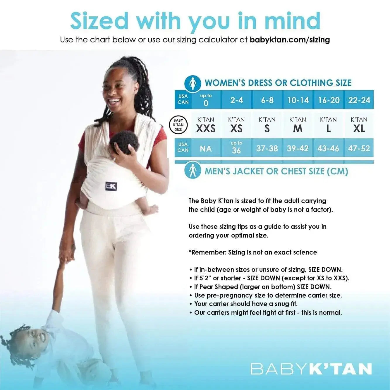 Baby K'tan Organic Baby Carrier Natural Cotton Wrap Style Baby K'tan