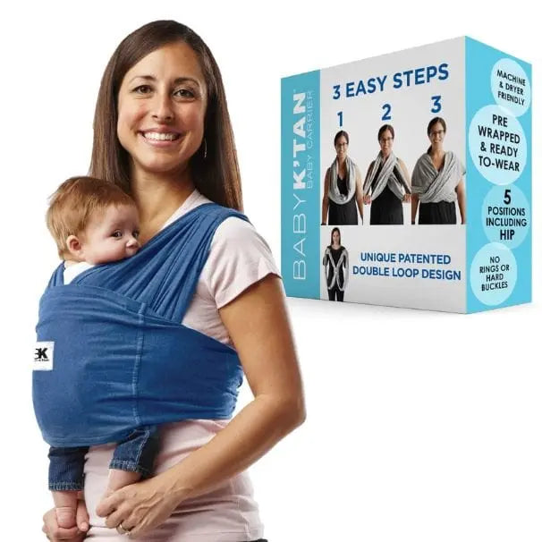 Baby K'tan Original Baby Carrier Denim Wrap Style Hands-Free Cotton Carrier Baby K'tan