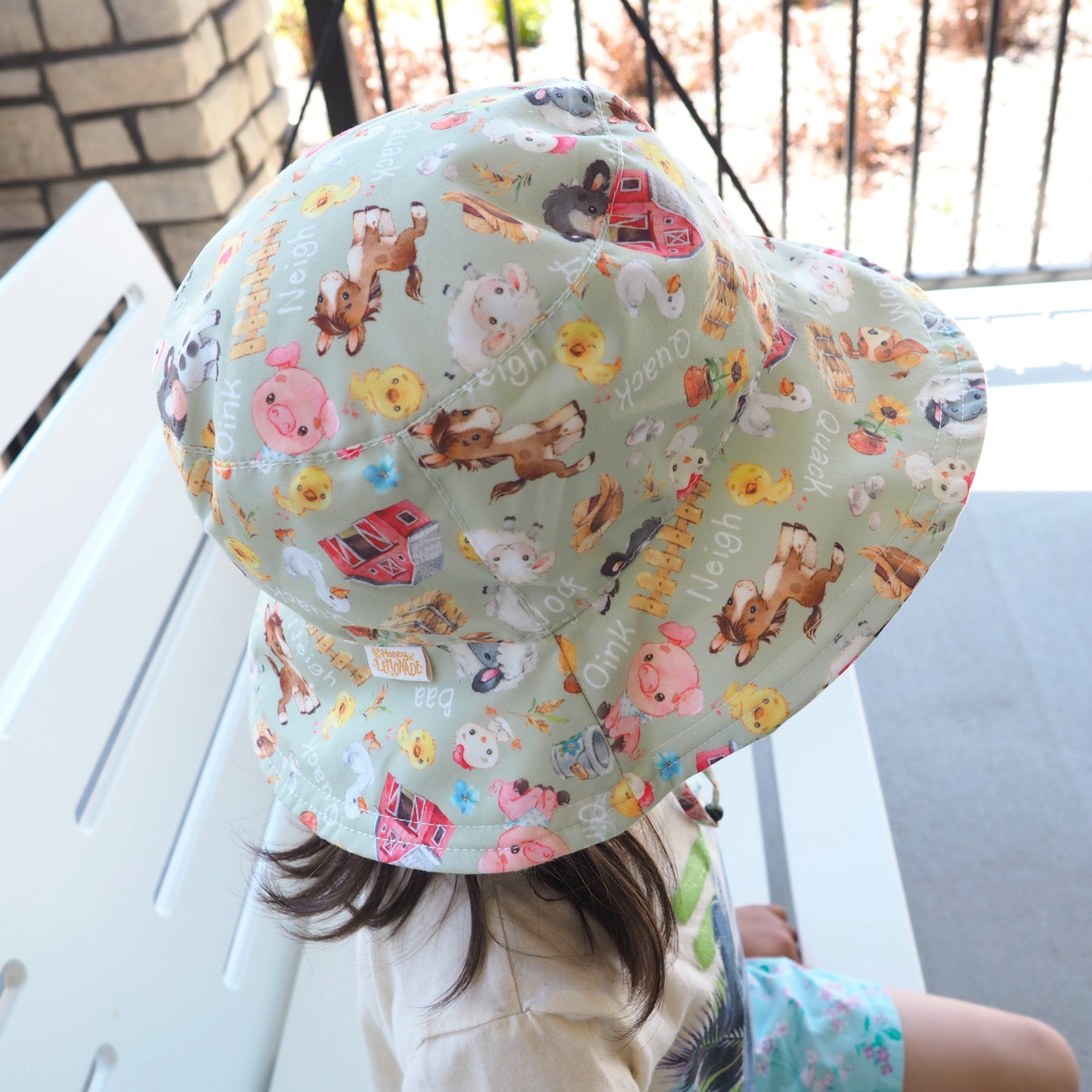 Baby And Kids Sun Hat Farm Melody With Farm Animals Pattern Honey Lemonade