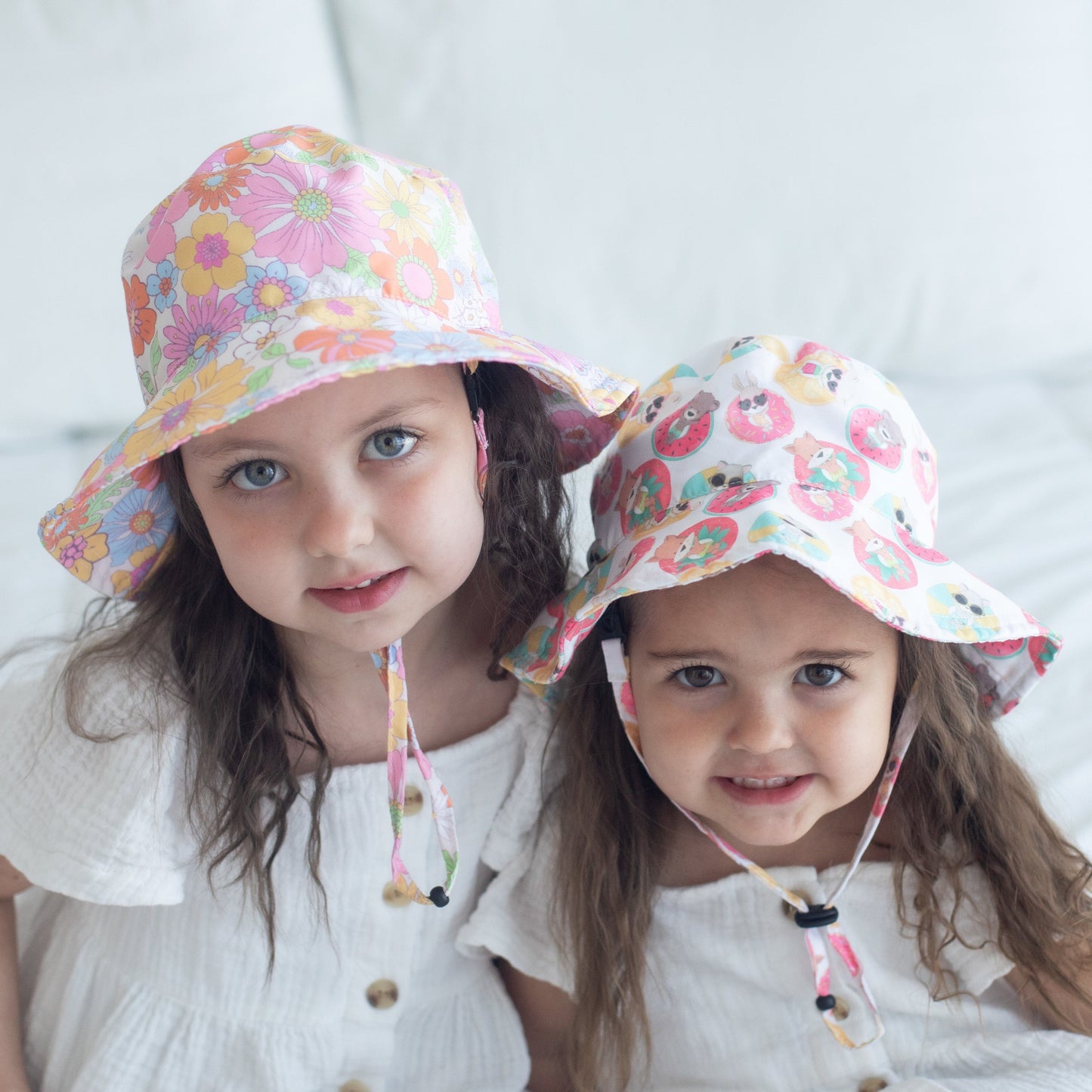 Baby And Kids Sun Hat Retro Floral Design Stylish UV Protection Honey Lemonade