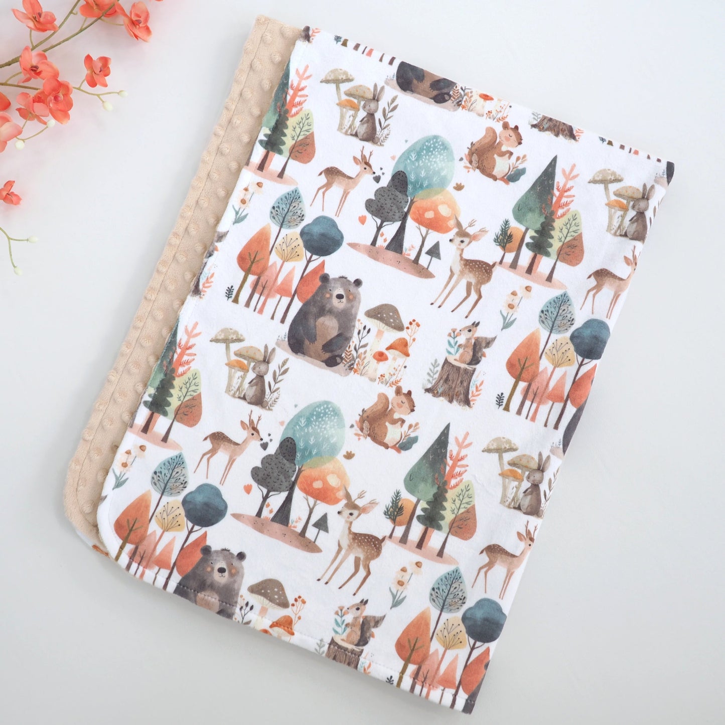 Baby And Toddler Minky Blanket Enchanted Forest Woodland Animals Honey Lemonade