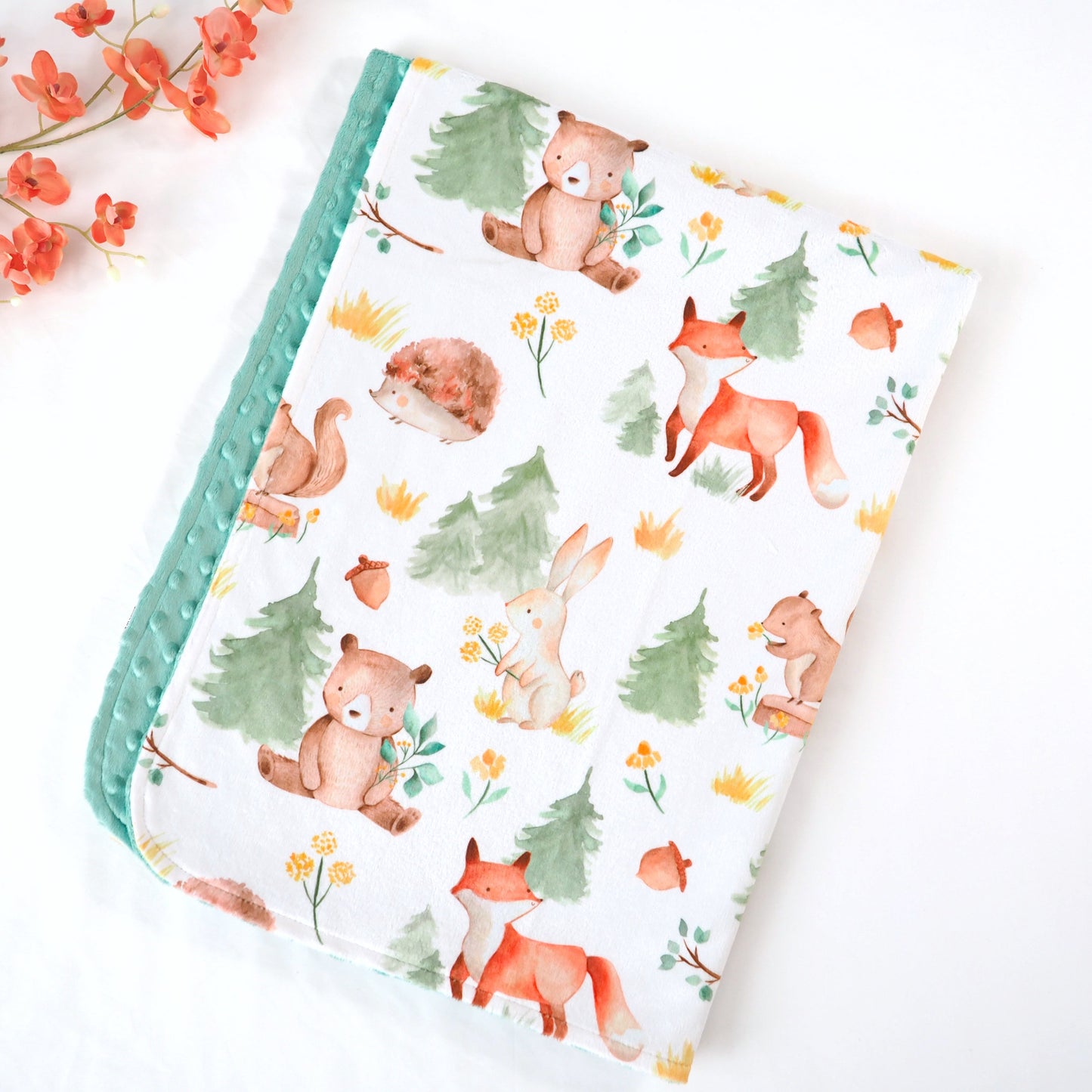 Baby And Toddler Minky Blanket Forest Friends Woodland Theme Honey Lemonade