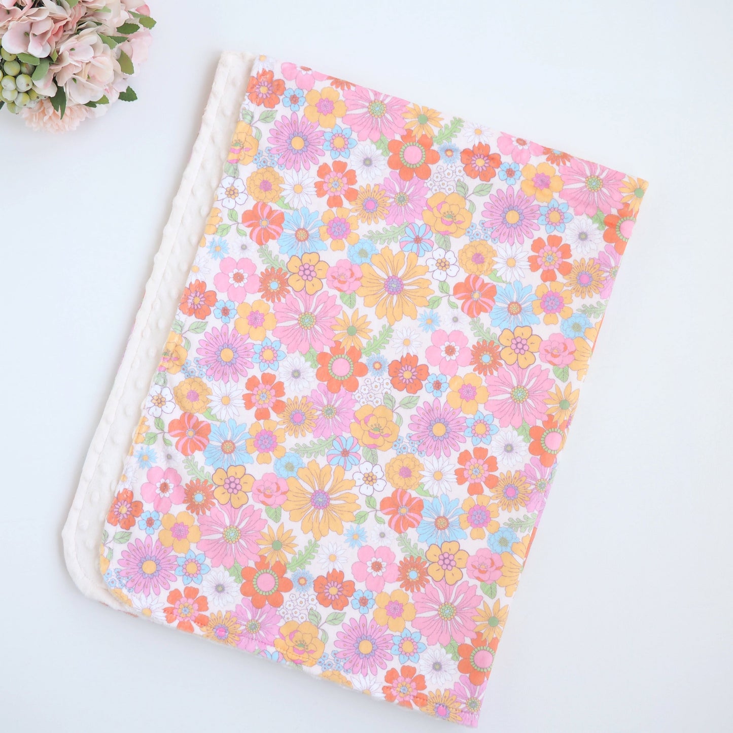 Baby And Toddler Minky Blanket Retro Floral Design Soft Comfortable Nursery Honey Lemonade