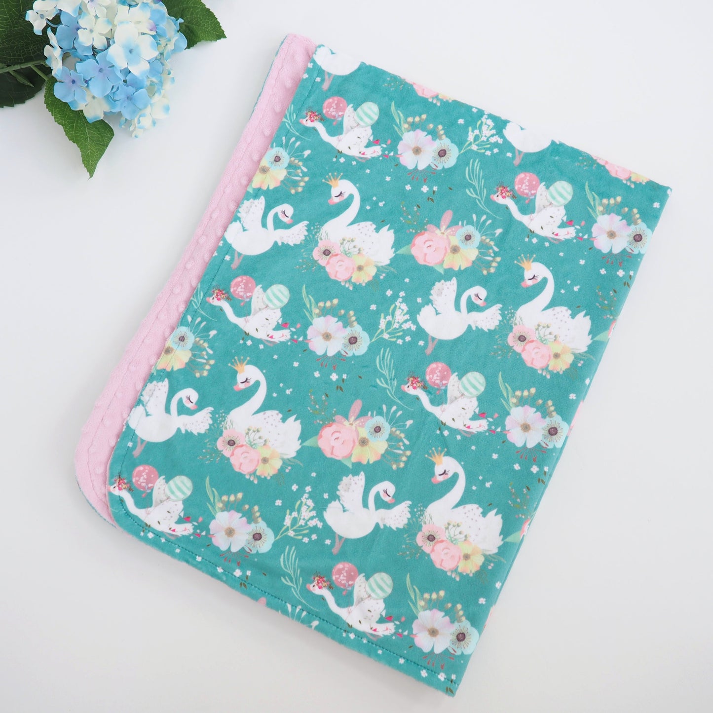 Baby And Toddler Minky Blanket Swans Floral Design Soft Plush Comfort Honey Lemonade