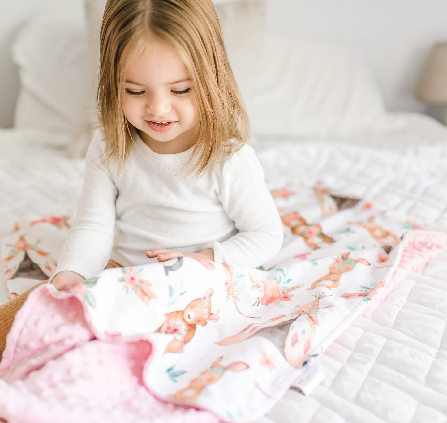 Baby And Toddler Minky Blanket Woodland Tribe Pink Honey Lemonade