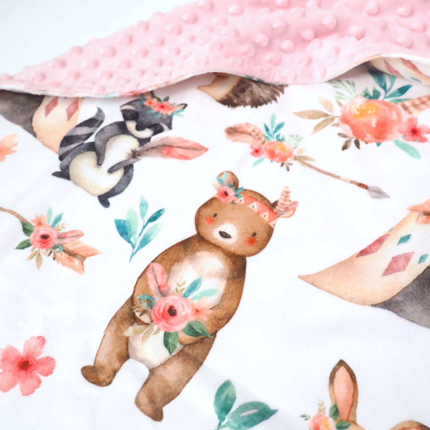 Baby And Toddler Minky Blanket Woodland Tribe Pink Honey Lemonade