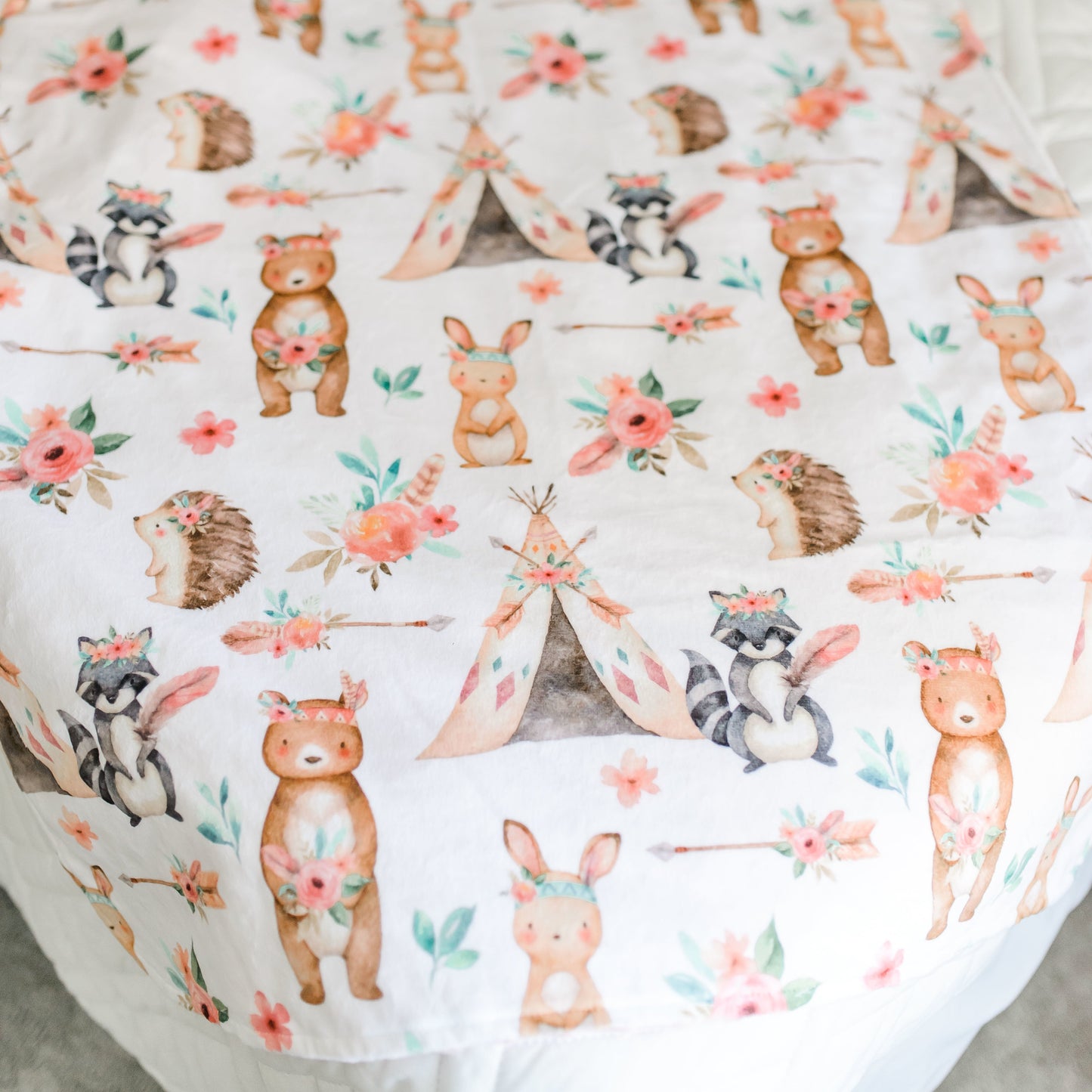 Baby And Toddler Minky Blanket Woodland Tribe Pink Honey Lemonade