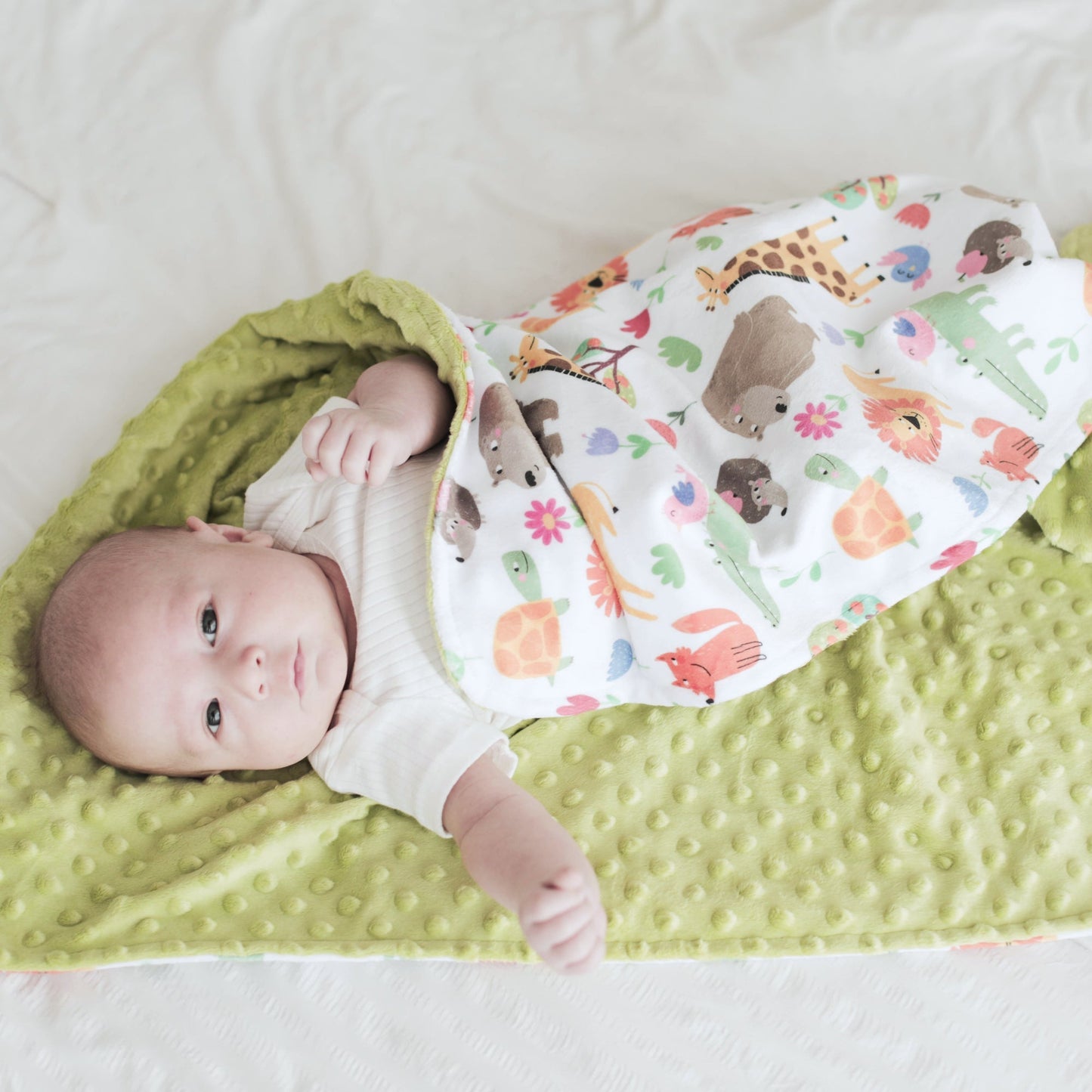 Baby And Toddler Minky Blanket Zoo Party Soft Animal Print Honey Lemonade