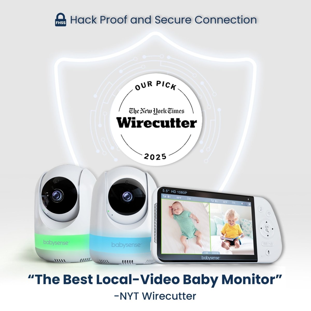 Babysense Max View Baby Monitor with 2 Cameras Non WiFi Split Screen Babysense
