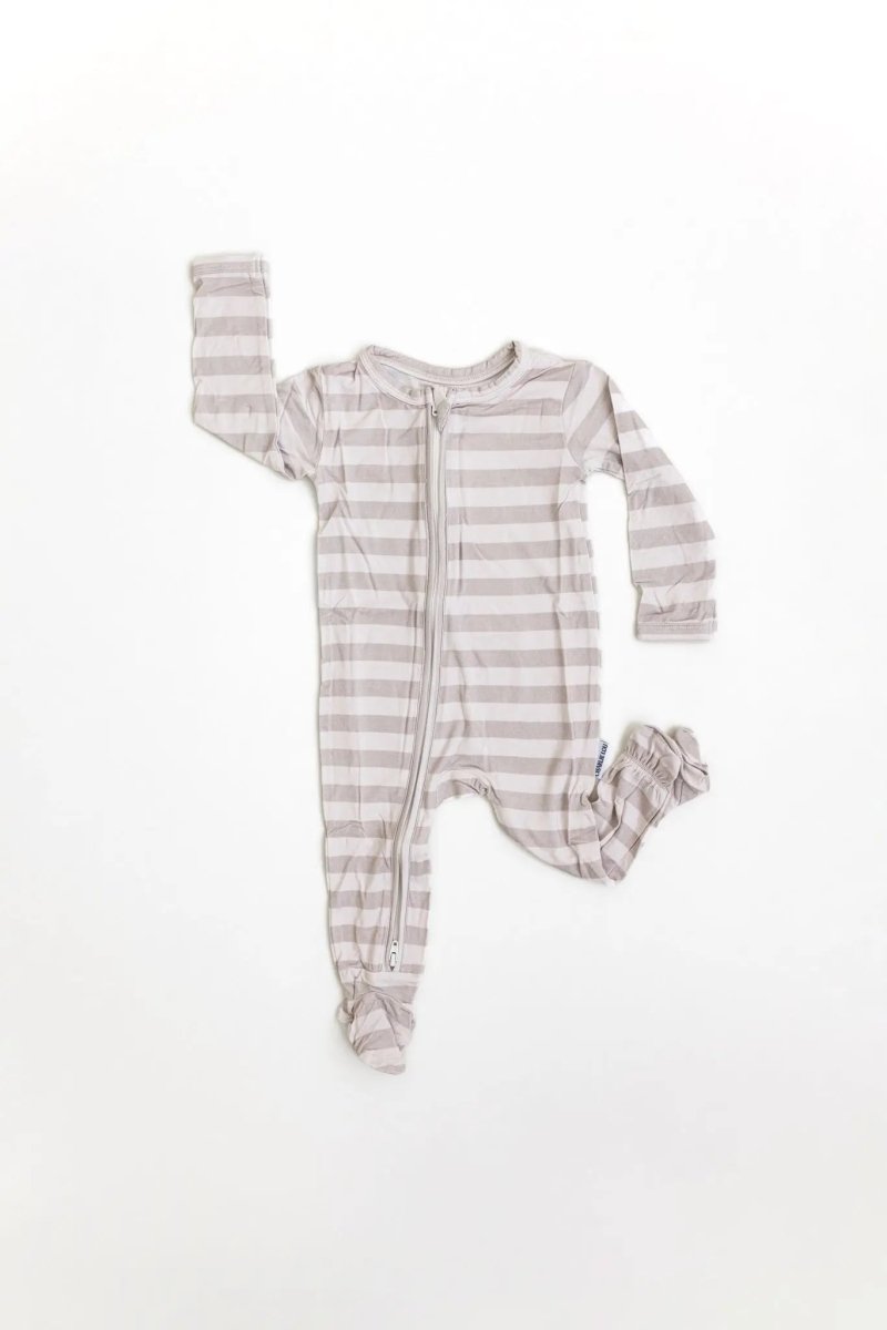 Charlie Lou Baby Bamboo Striped Footie Romper With Double Zipper For Babies - Everetts Place Boutique -