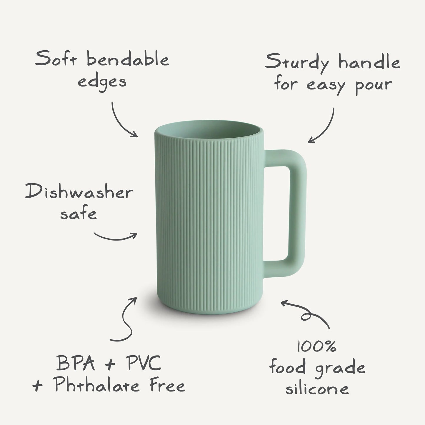 Bath Rinse Cup for Kids with Textured Grip and Controlled Water Stream Mushie