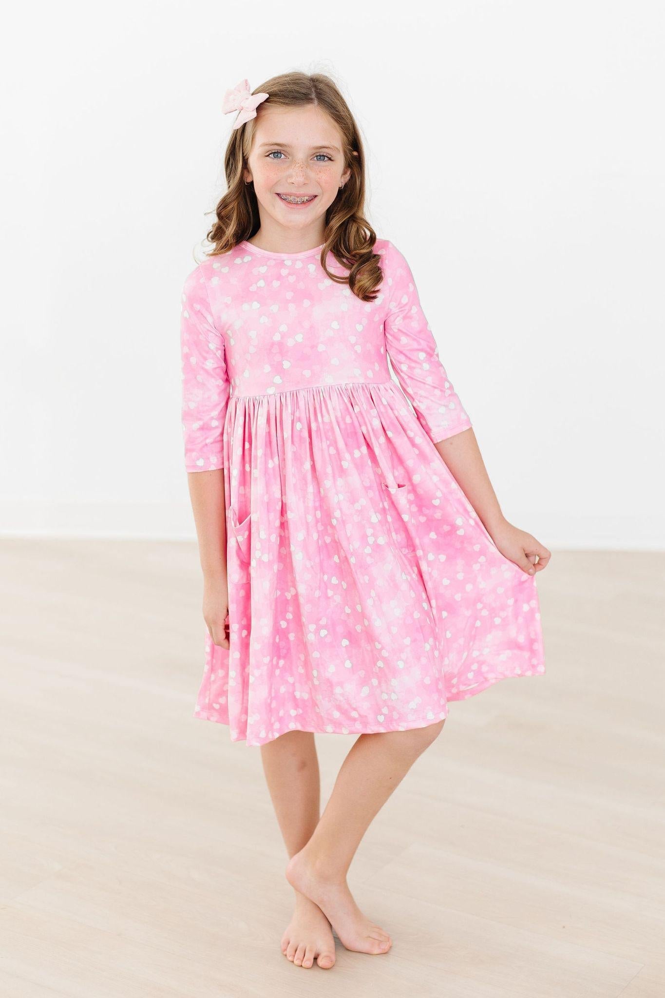 Mila & Rose ® Shine Bright Three Quarter Sleeve Twirl Dress With Pocket - Apparel & Accessories > Clothing > Dresses Twirl Pocket Dress 3/4