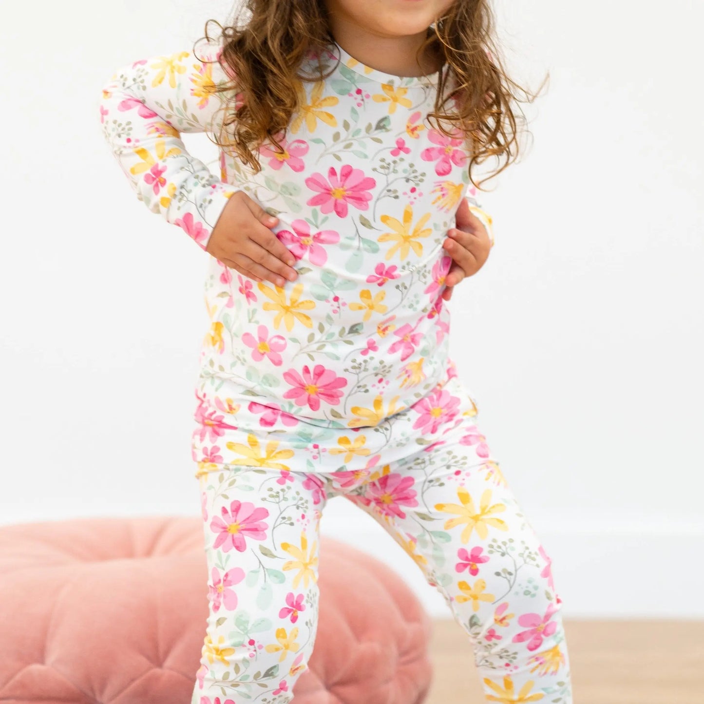 Big Kid Pajama Comfortable Long Sleeve Top and Long Pant Cuffed Legs and Arms Elastic Waistband Sweet Bamboo