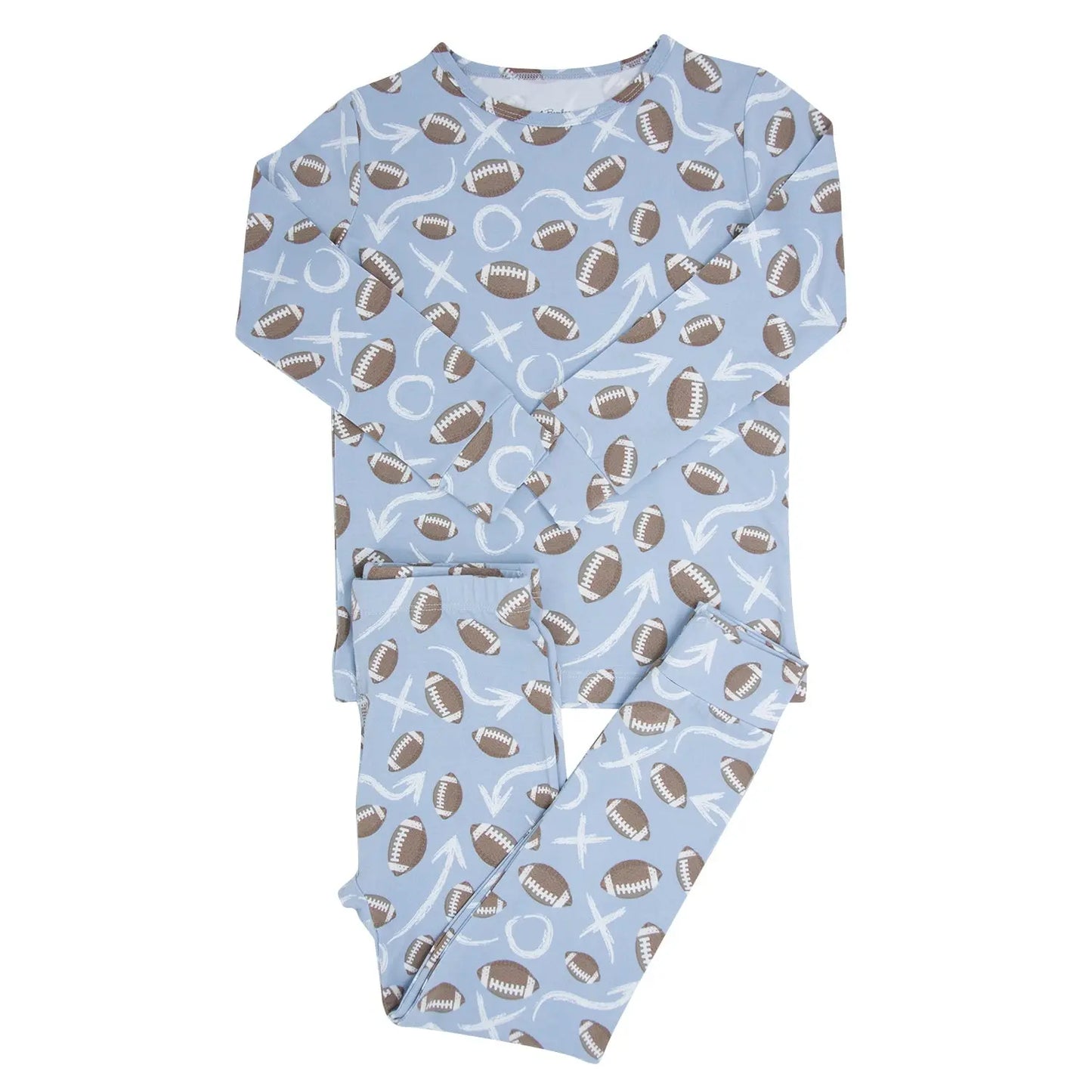 Big Kid Pajama Comfortable Long Sleeve Top and Pant Set Cuffed Legs Elastic Waistband Sweet Bamboo