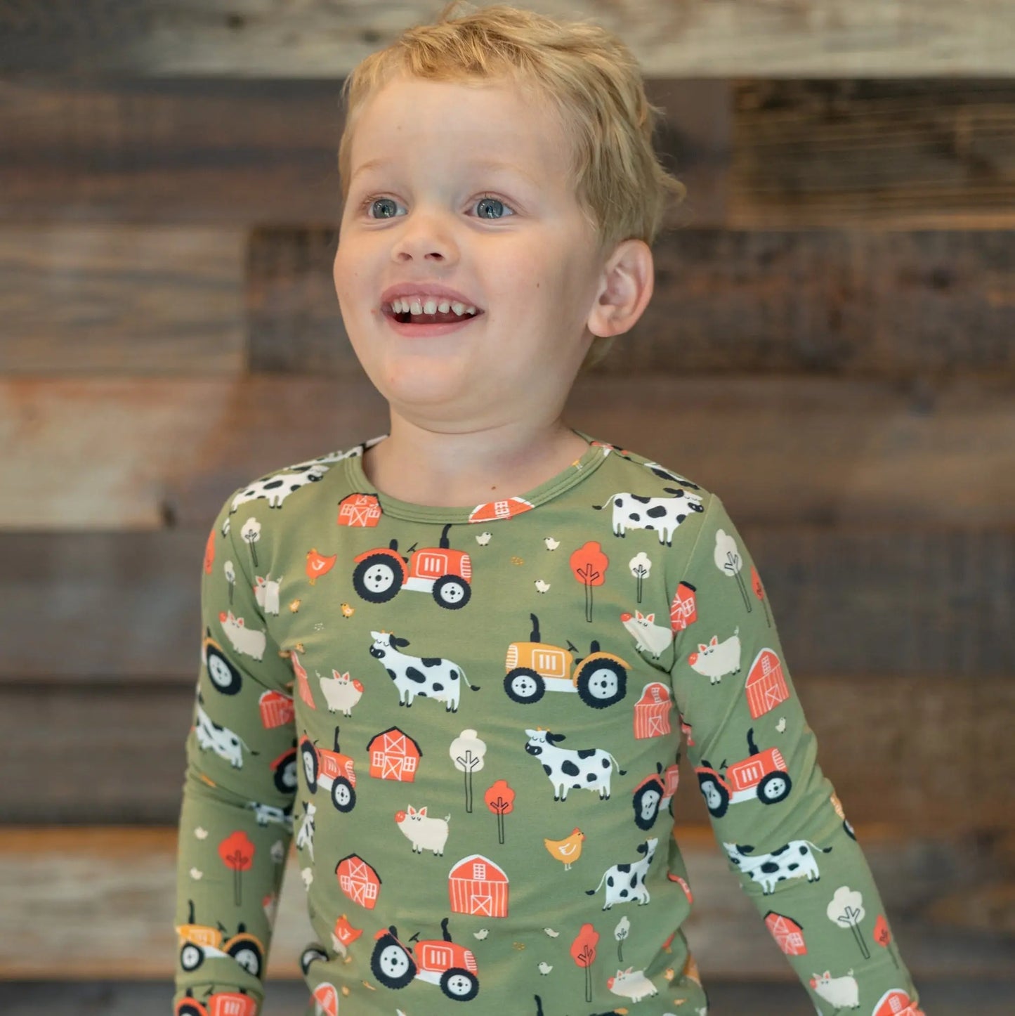 Big Kid Pajama Comfortable Long Sleeve Top and Long Pant Cuffed Legs and Arms Elastic Waistband Sweet Bamboo