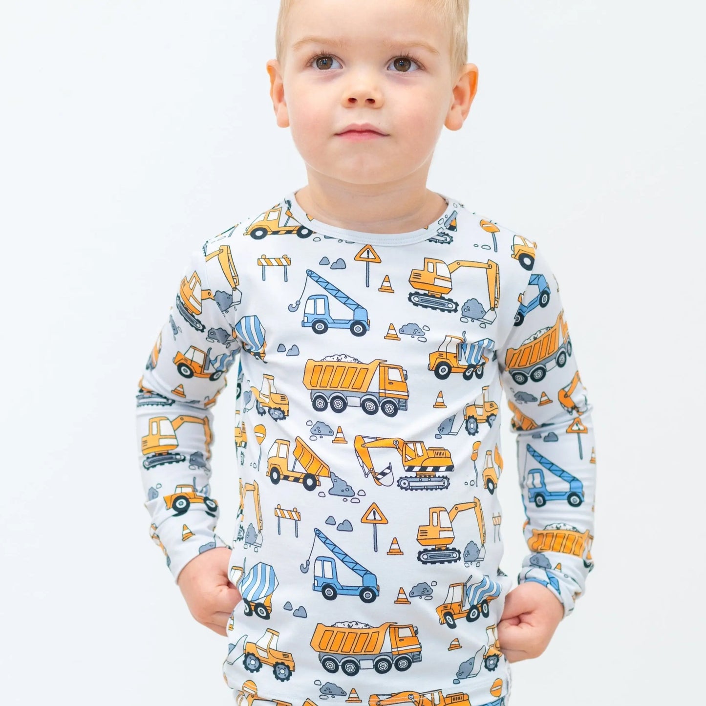 Big Kid Pajama Comfortable Long Sleeve Top and Pant Set Cuffed Legs Elastic Waistband Sweet Bamboo