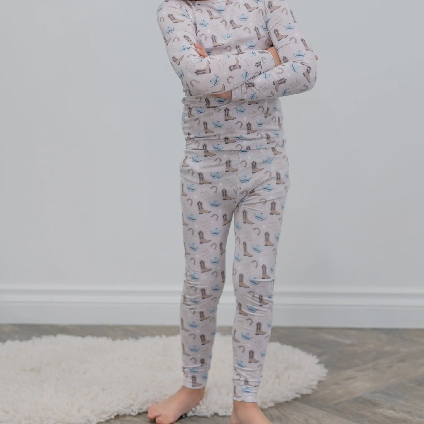 Big Kid Pajama Comfortable Long Sleeve Top and Long Pant Cuffed Legs Elastic Waistband Sweet Bamboo