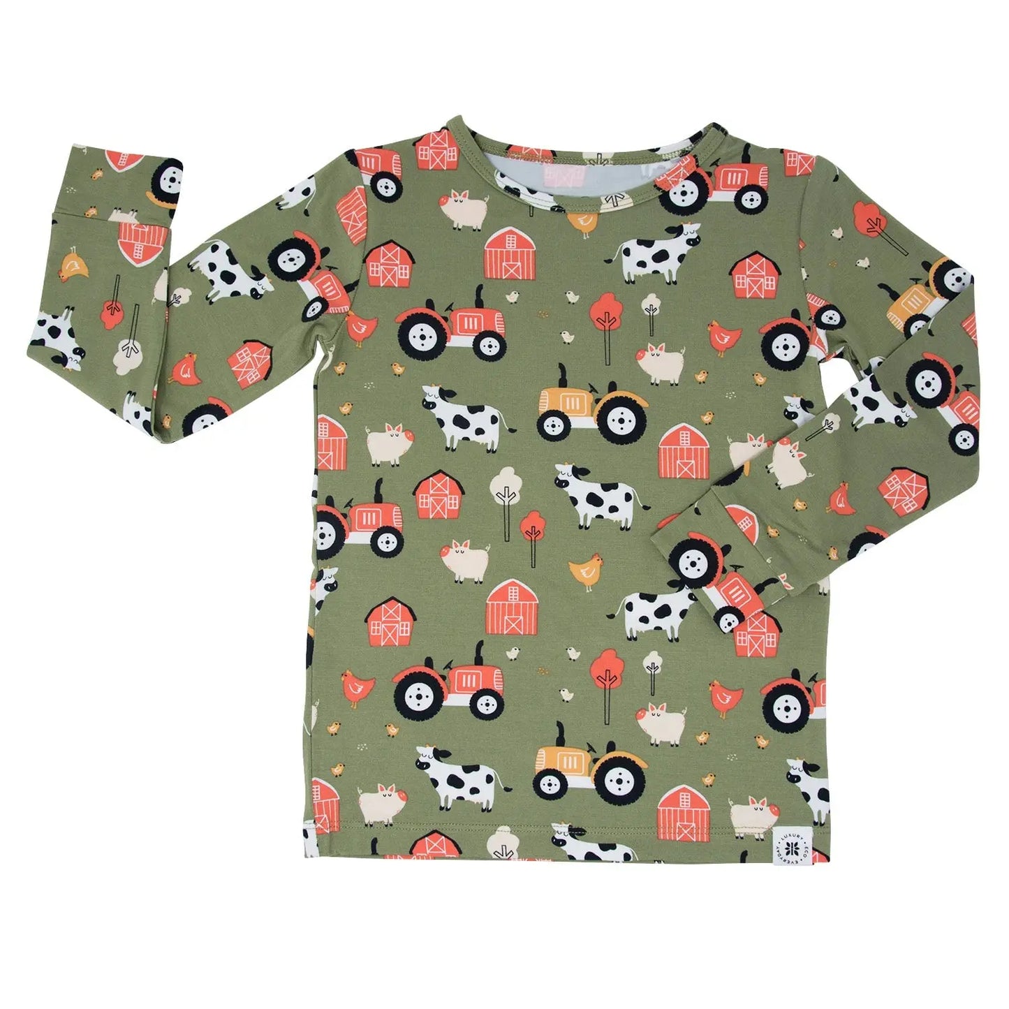 Big Kid Pajama Comfortable Long Sleeve Top and Long Pant Cuffed Legs and Arms Elastic Waistband Sweet Bamboo